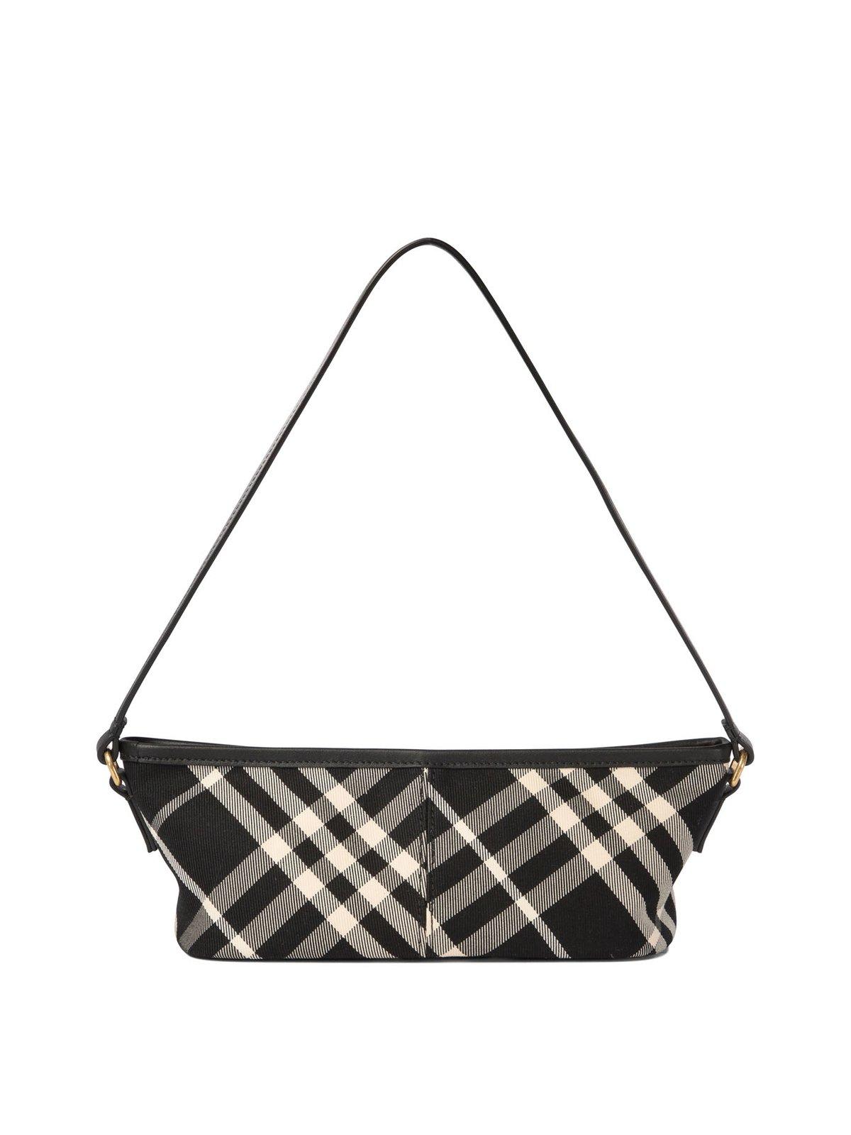 Shop Burberry Vintage Check Zipped Mini Shoulder Bag In Black/calico