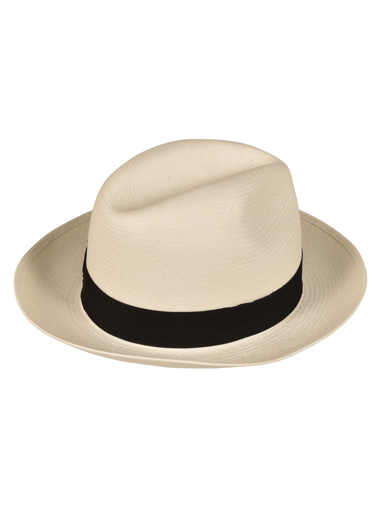 Shop Borsalino Classic Weave Cowboy Hat In White/black