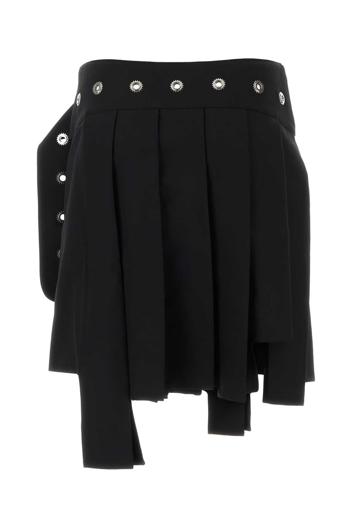 Off-white Black Stretch Wool Mini Skirt In Blacknoc