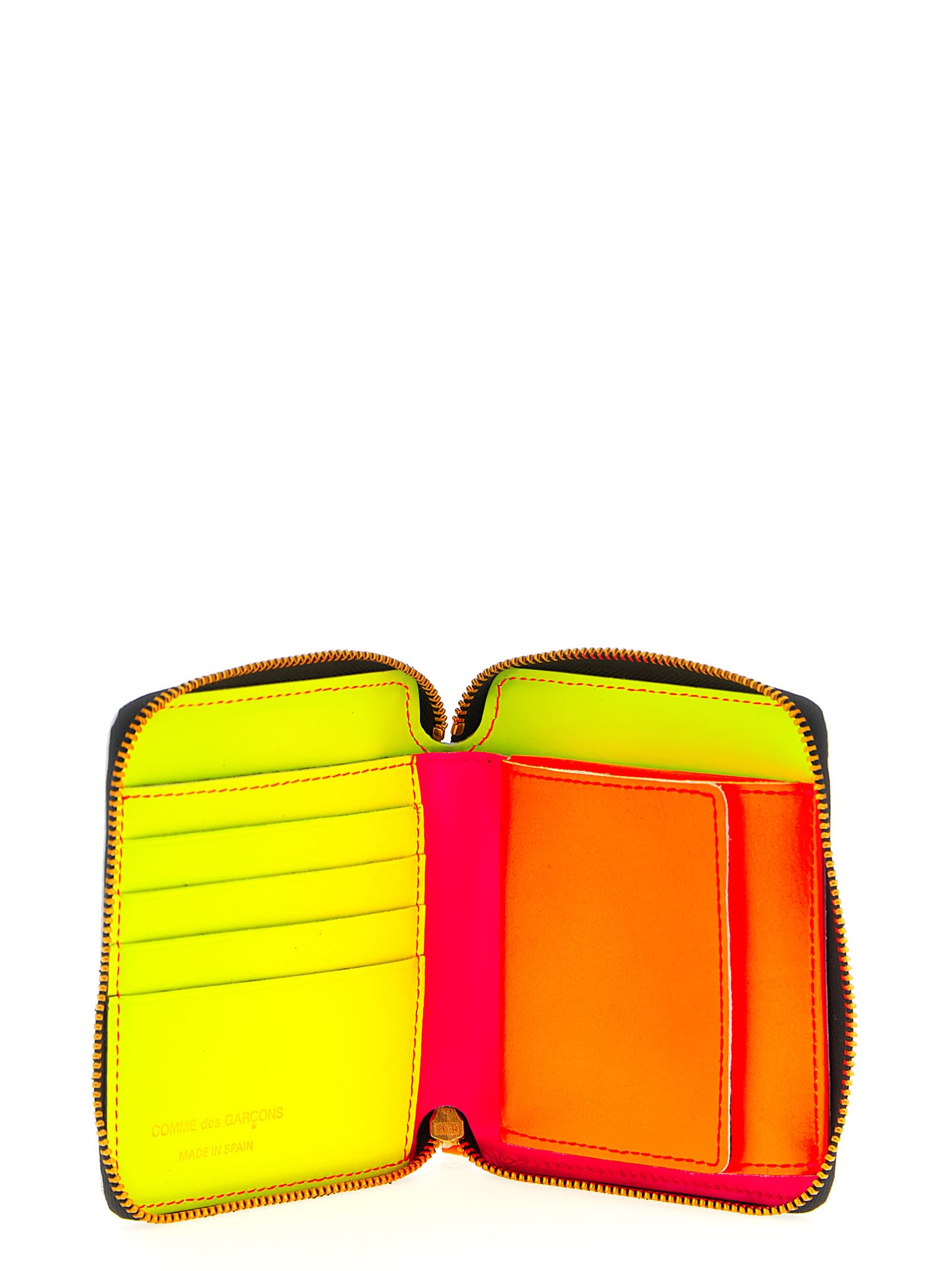 Comme Des Garçons Super Fluo Zip-around Leather Wallet In Multi