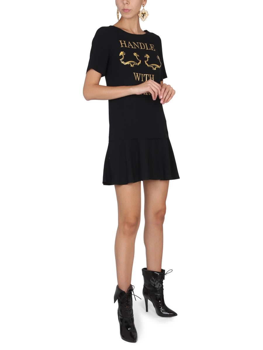Shop Moschino Handle With Care Dress In Black