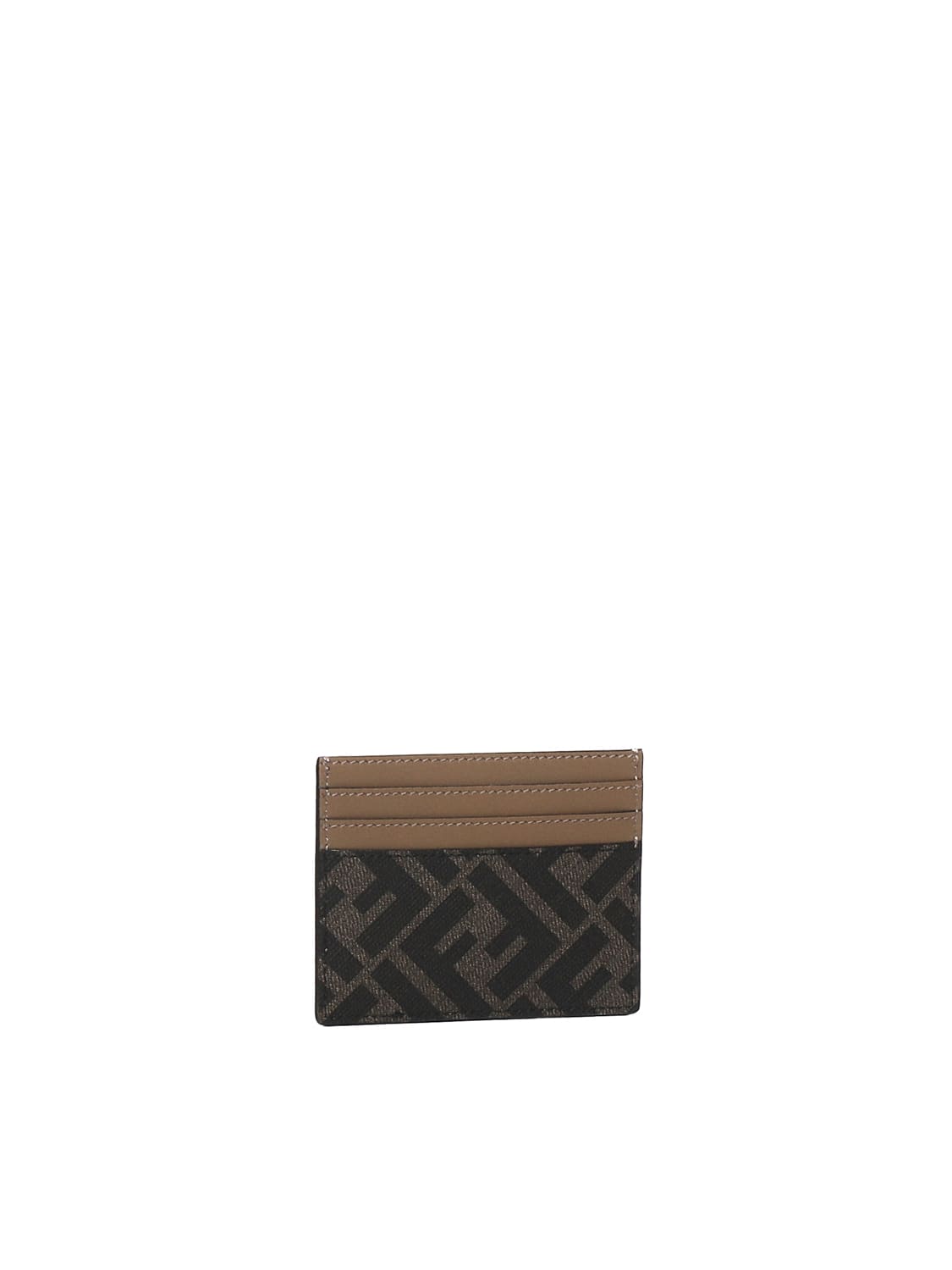 Shop Fendi Calfskin Card Holder In Tobacco