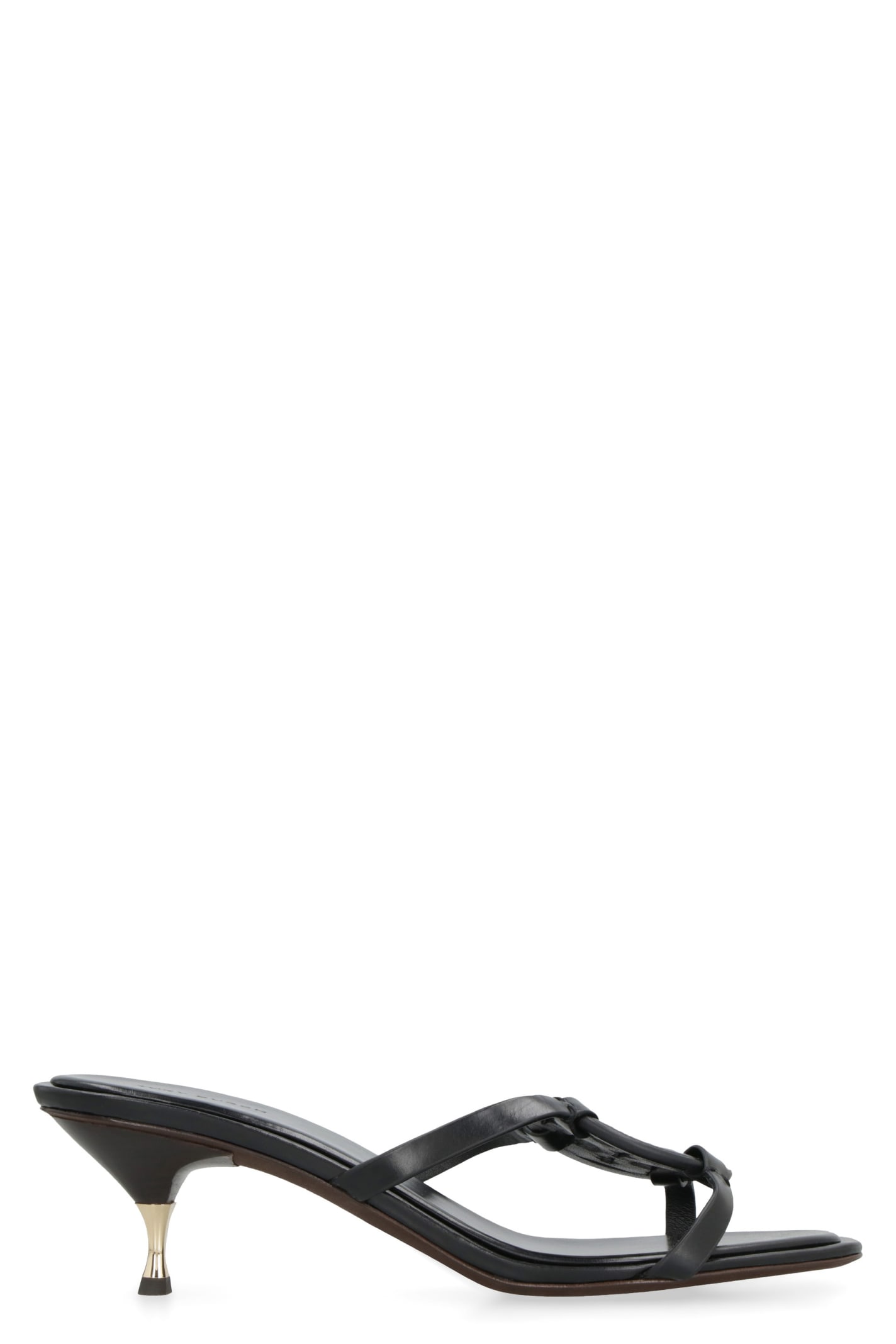 Shop Tory Burch Miller Geo Leather Mules In Perfect Black