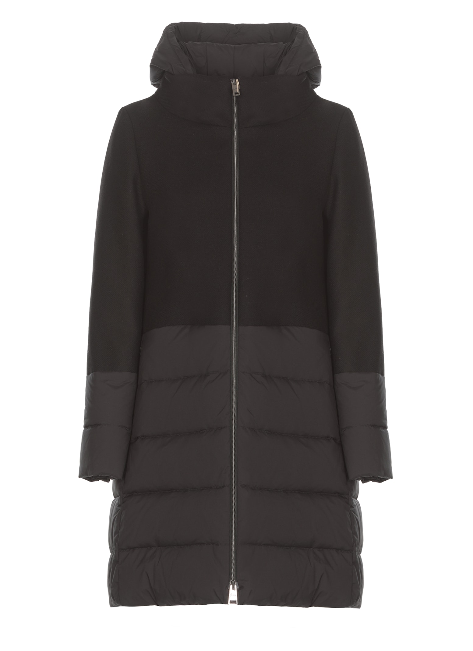 Shop Herno Wool Blend Down Jacket In Black