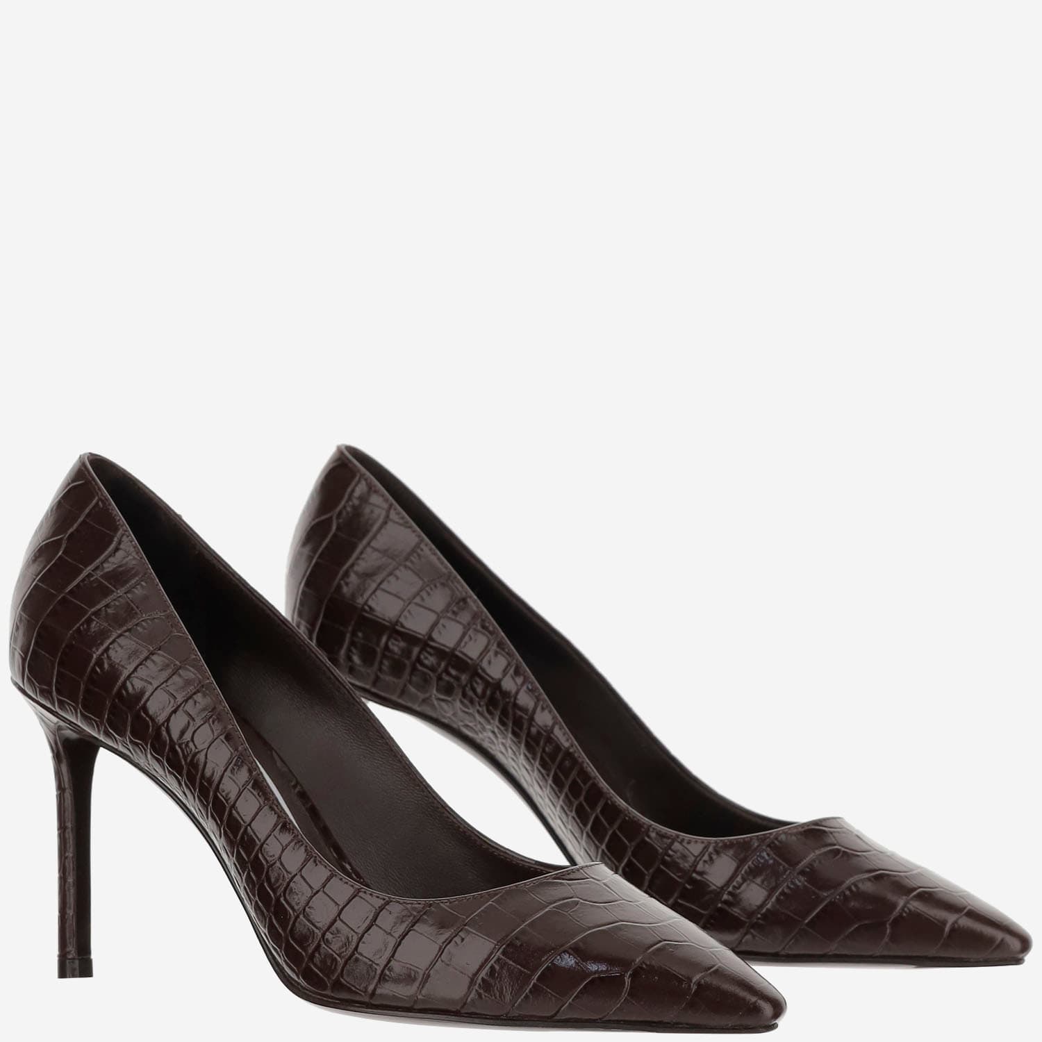 Jimmy Choo Women Romy 85 Leather Pumps With Croco Effect In Brown
