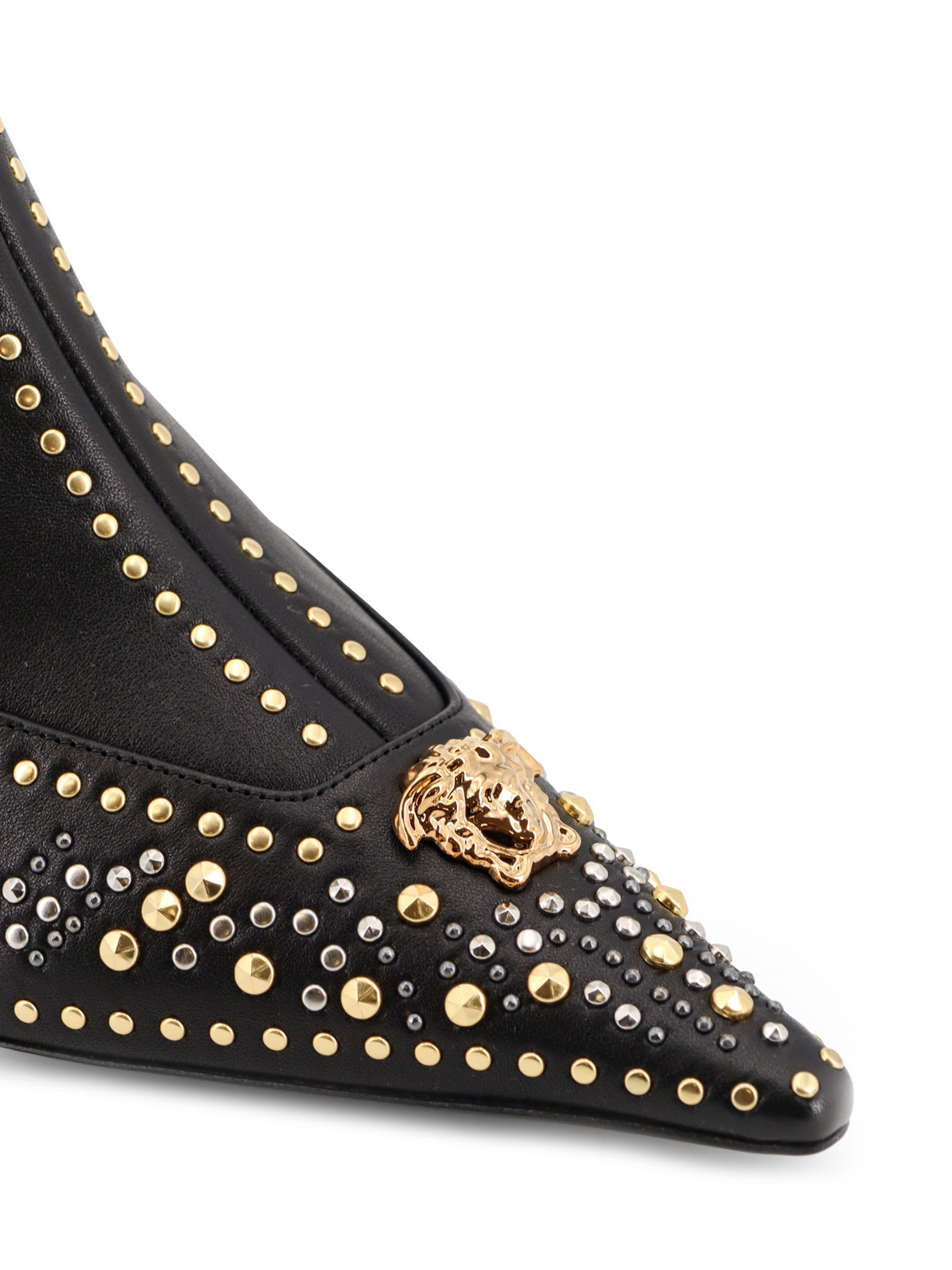 Versace Leather Ankle Boots In Black