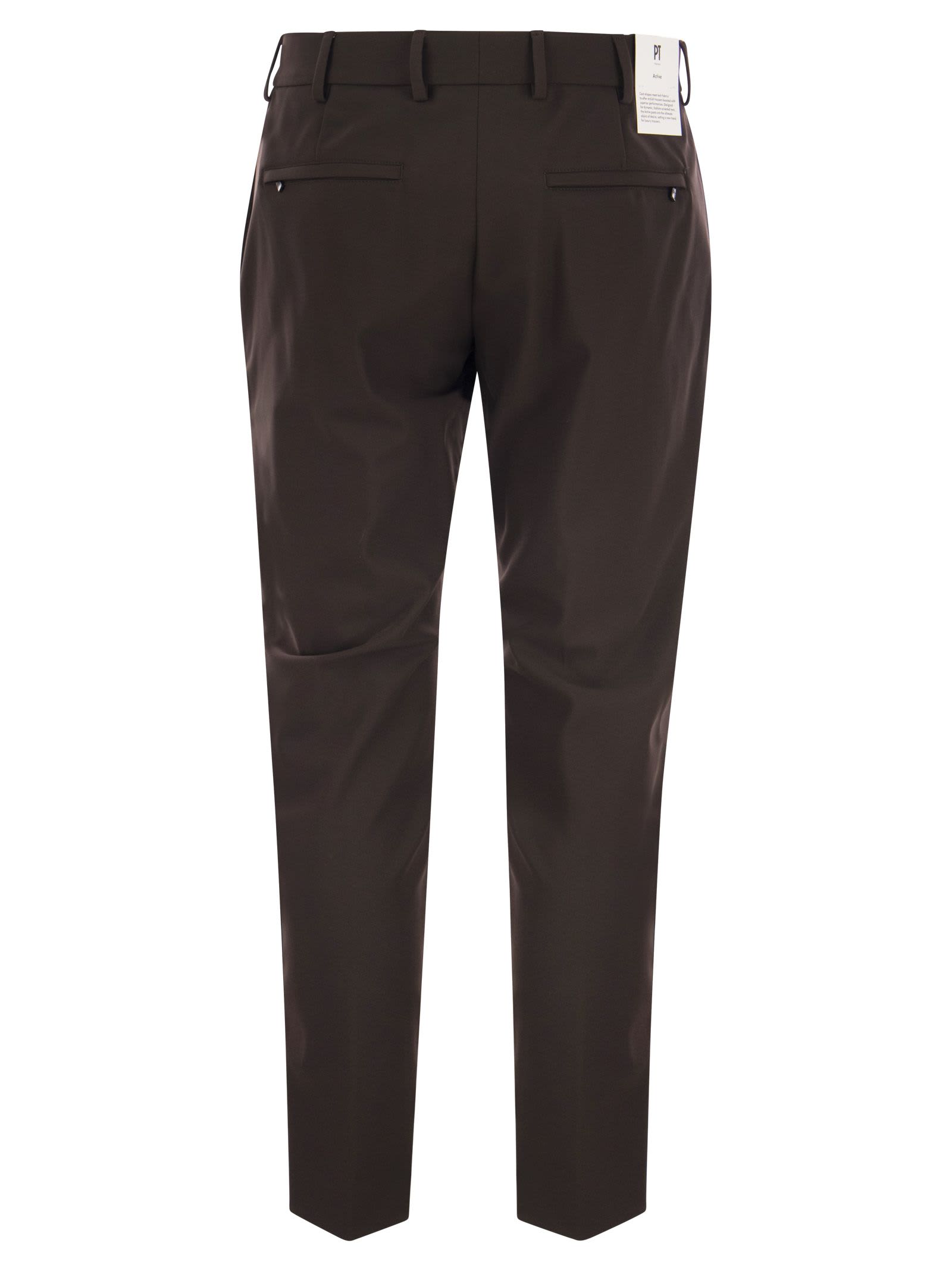 Shop Pt01 Epsilon Trousers In Technical Fabric In Dark Brown