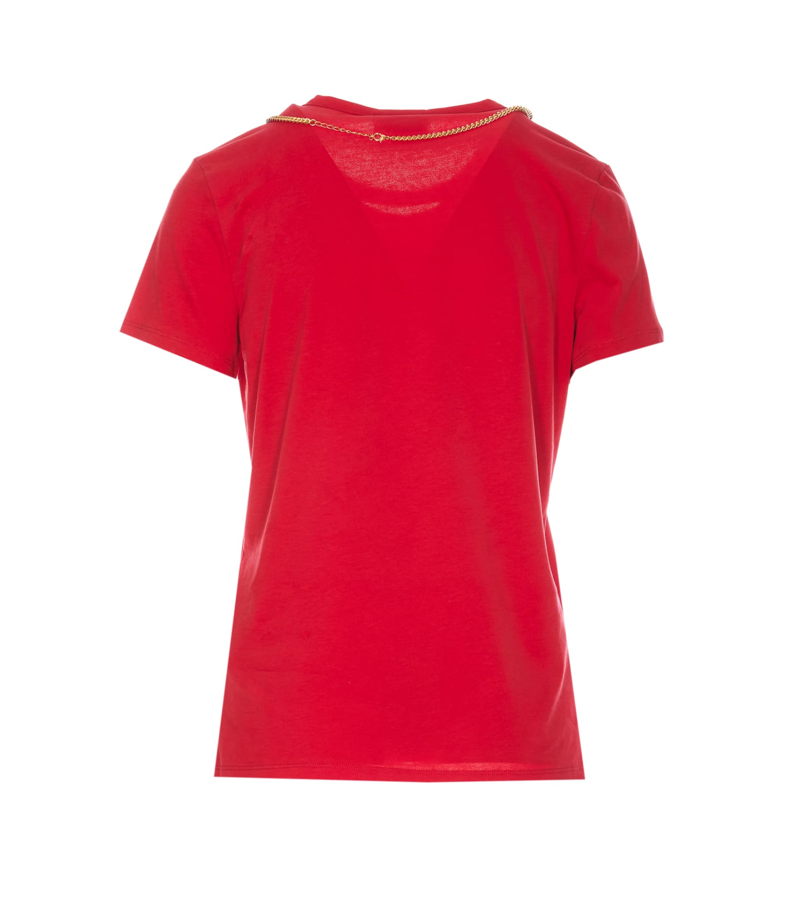 Shop Elisabetta Franchi Jersey T-shirt With Necklace In Red