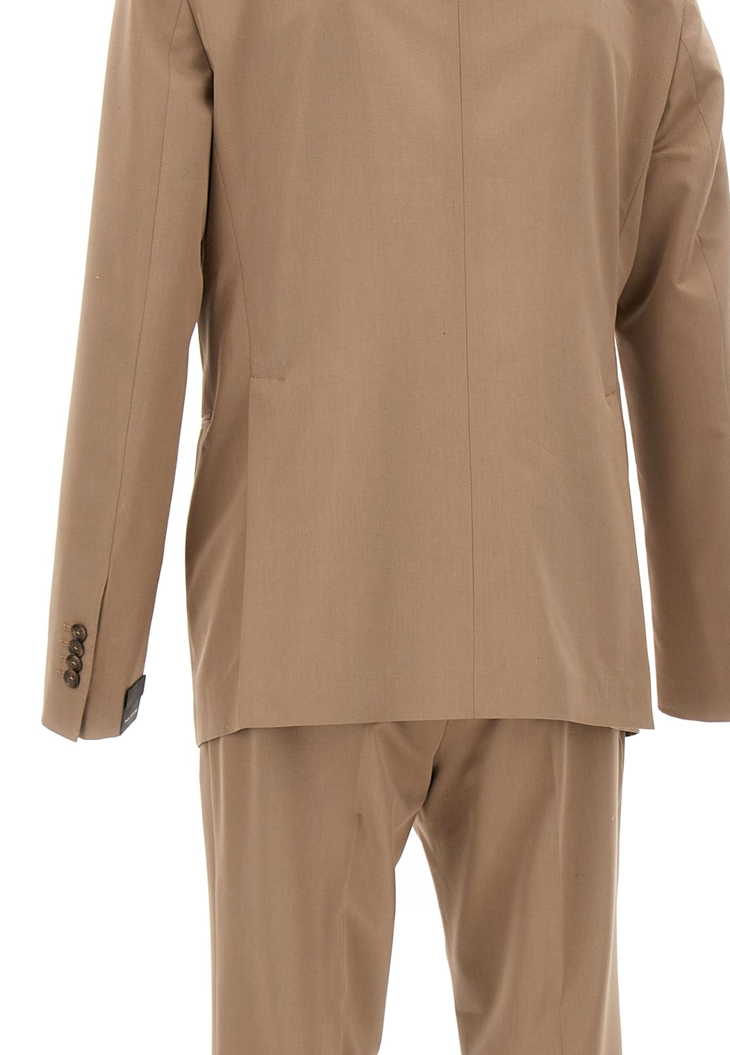 Shop Tagliatore Cotton And Wool Two-piece Suit In Brown