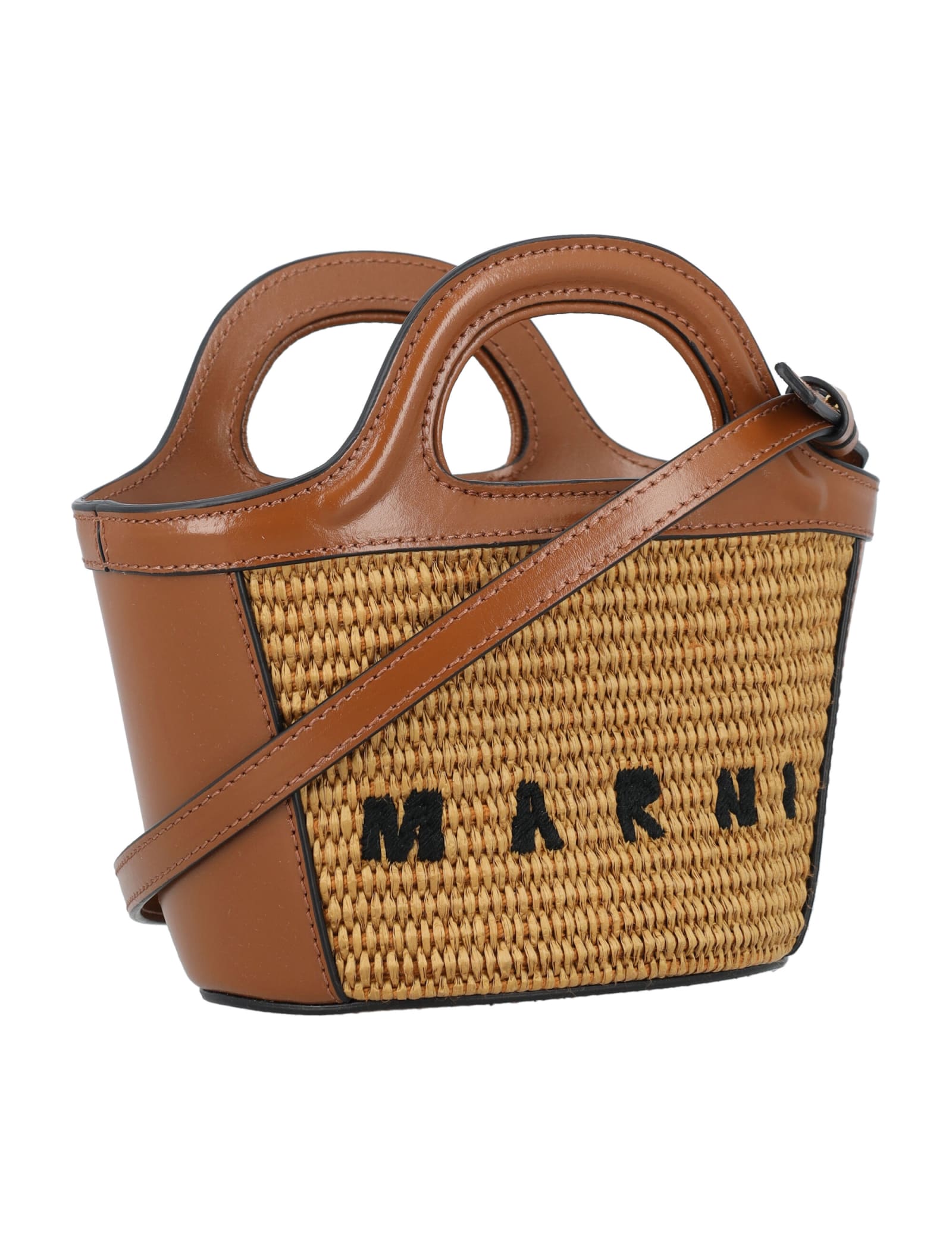 Shop Marni Tropicalia Micro Bag In Raw Sienna