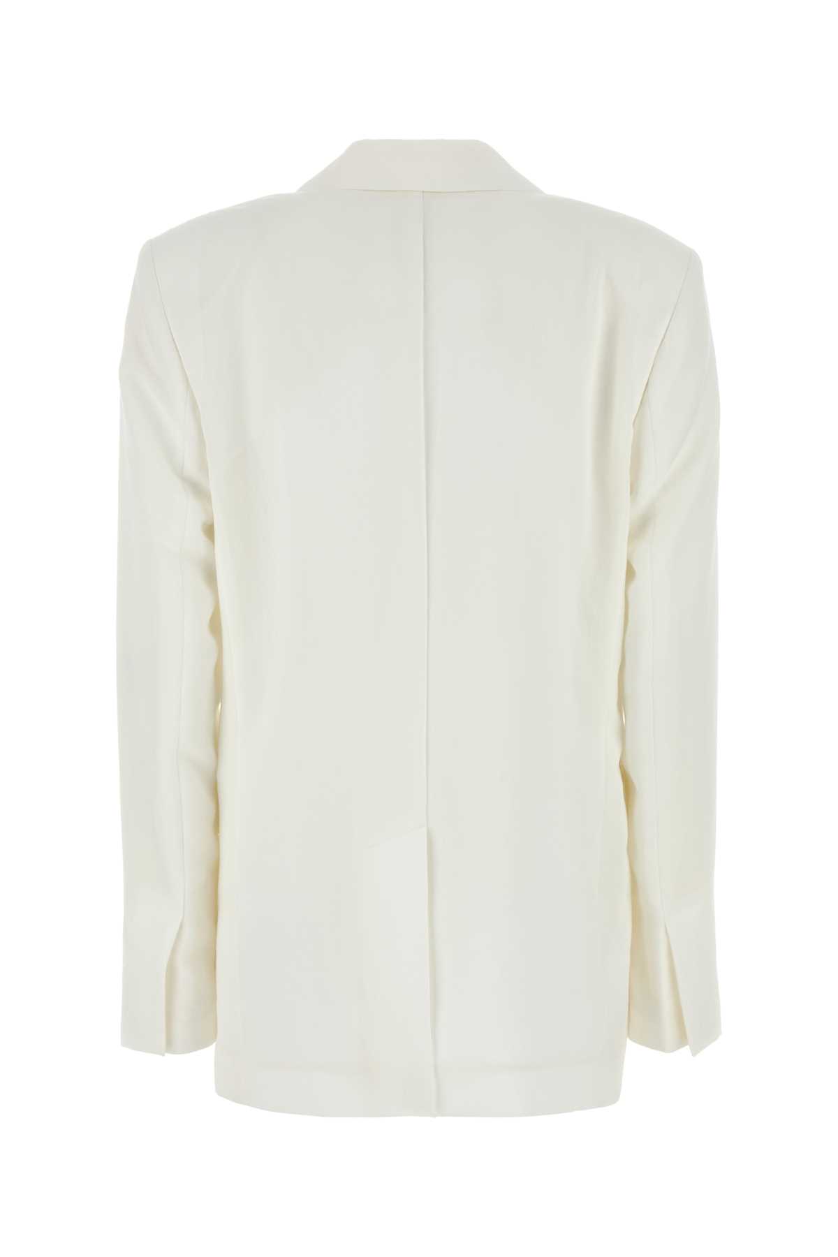 Blumarine Gabardine Blazer With Front Pockets And Notched Lapels In Whitepearl
