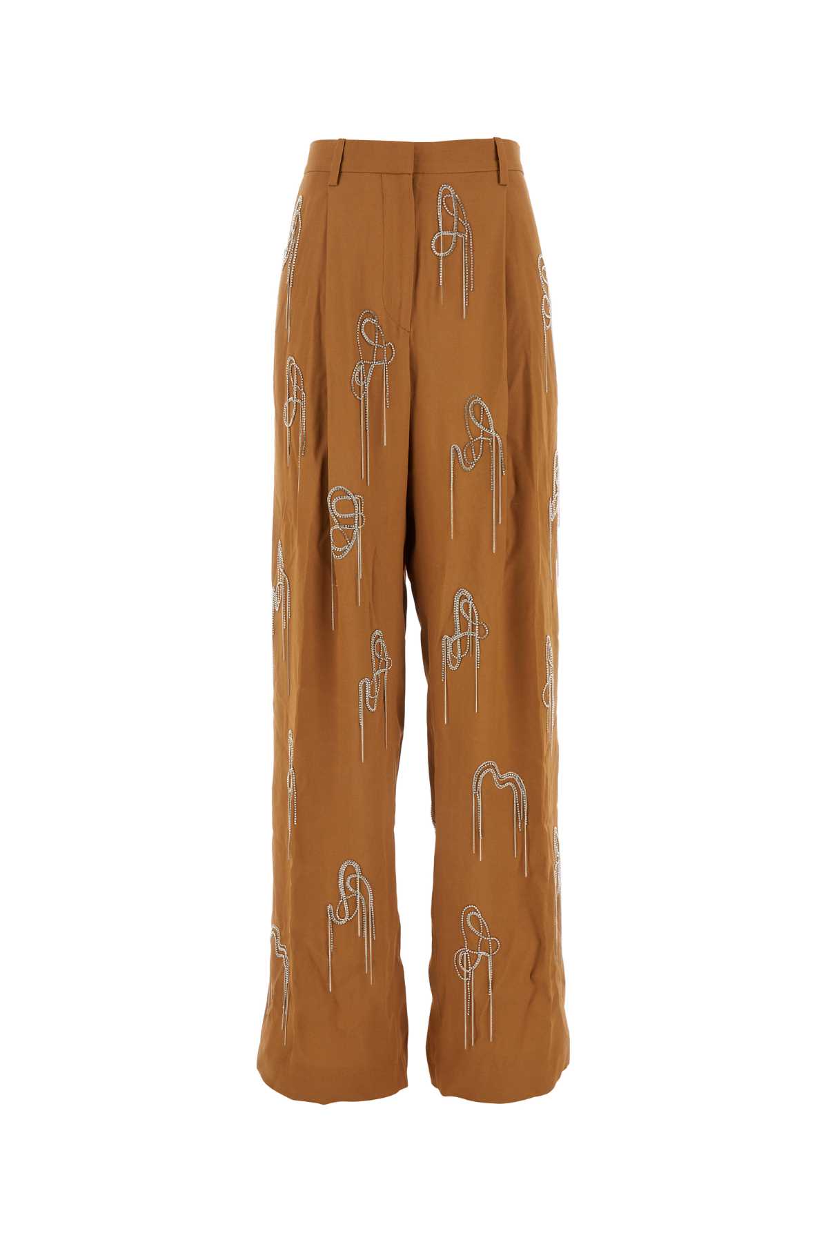 Shop Dries Van Noten Caramel Viscose Blend Wide-leg Pant In Lightrust