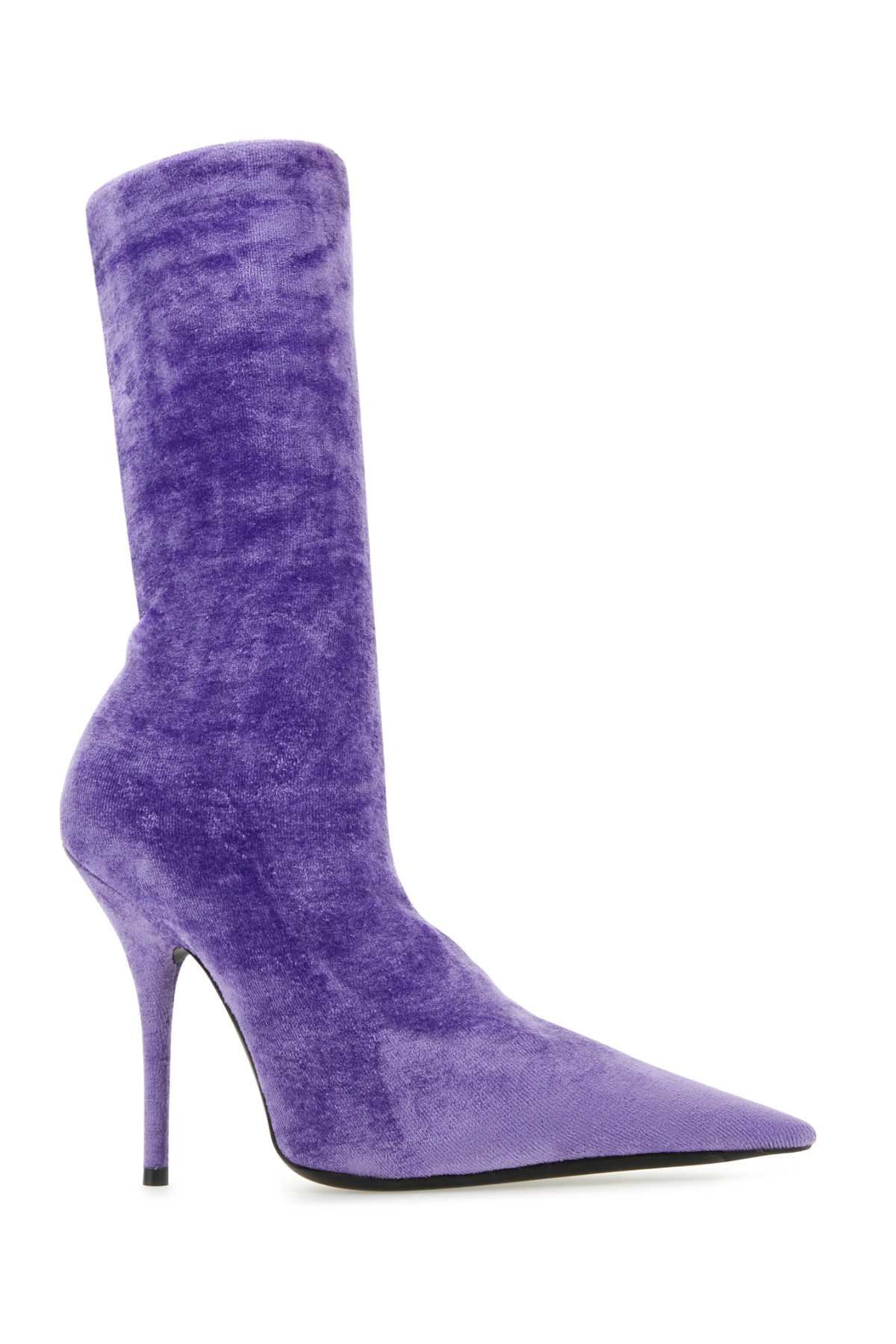 Shop Balenciaga Lilac Velvet Knife Ankle Boots In 5001
