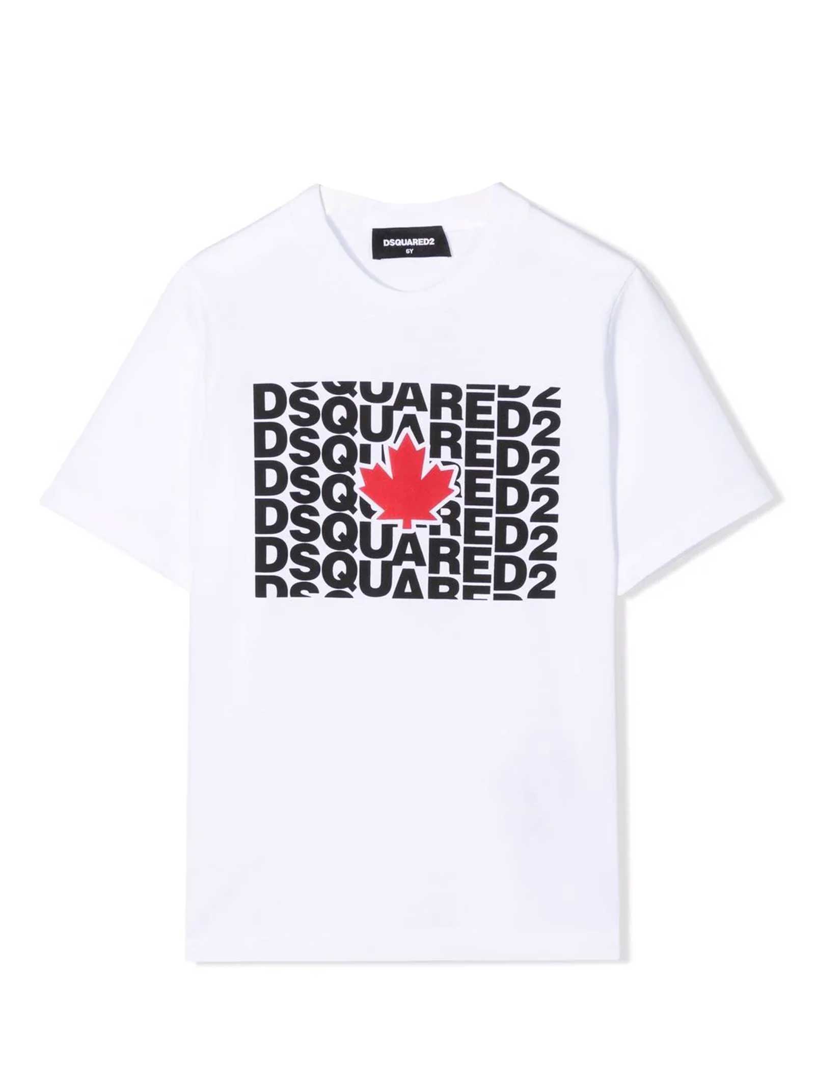 Dsquared2 White Teen T-shirt With Print Dsquared Kids