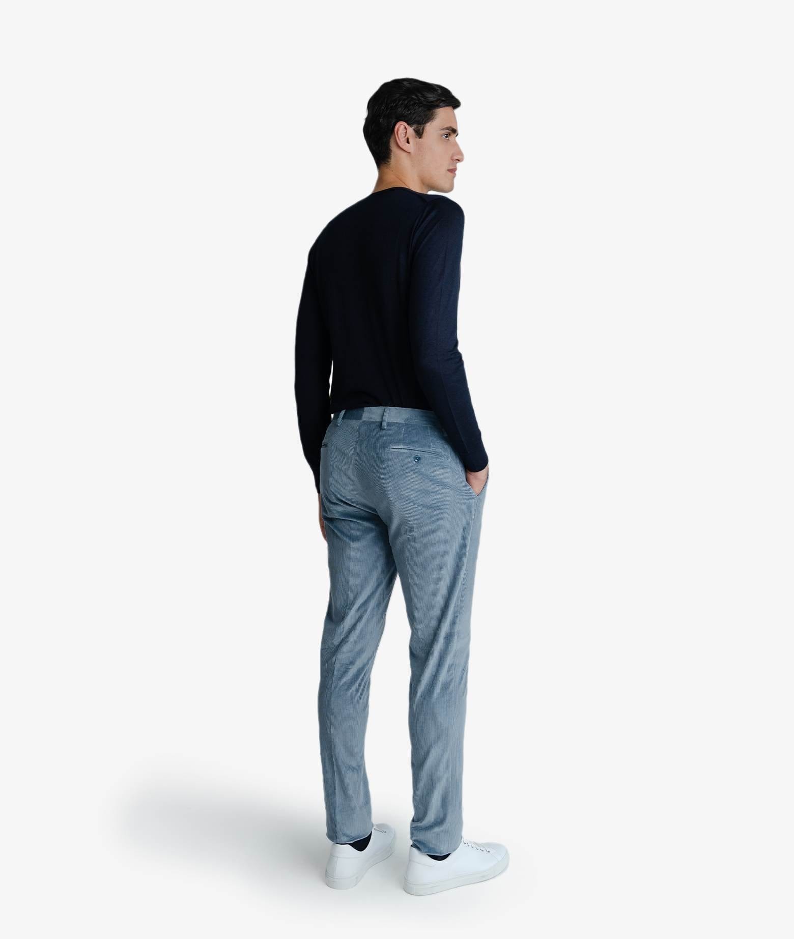 Shop Larusmiani Velvet Trousers Howard Pants In Lightblue