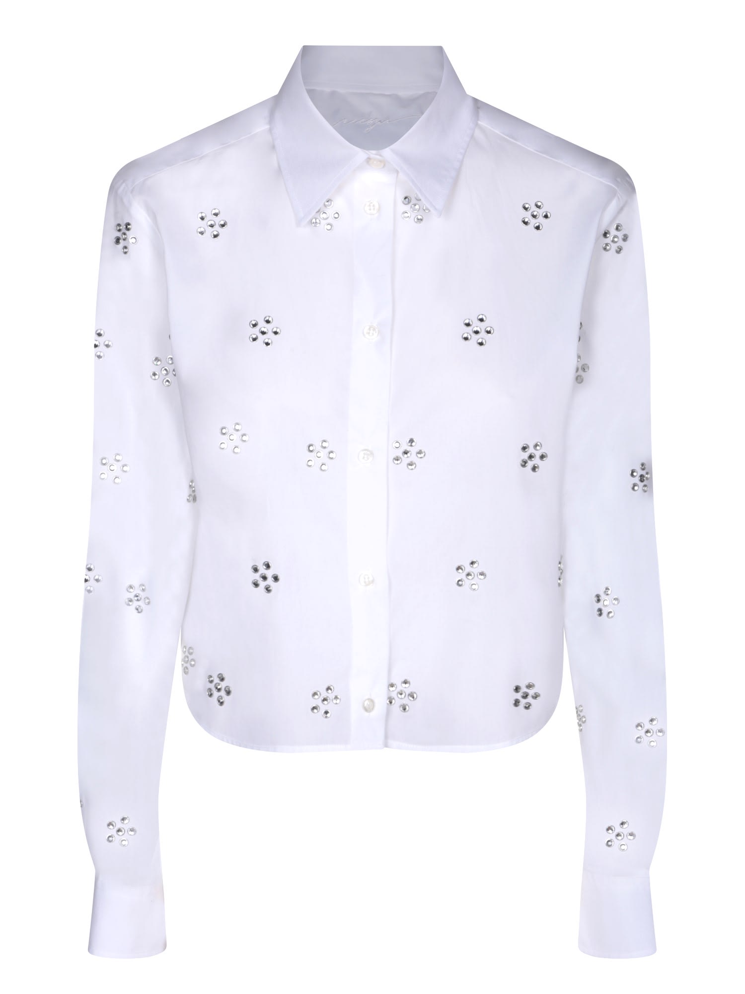 Shop Msgm Rhinestone Patch White Shirt