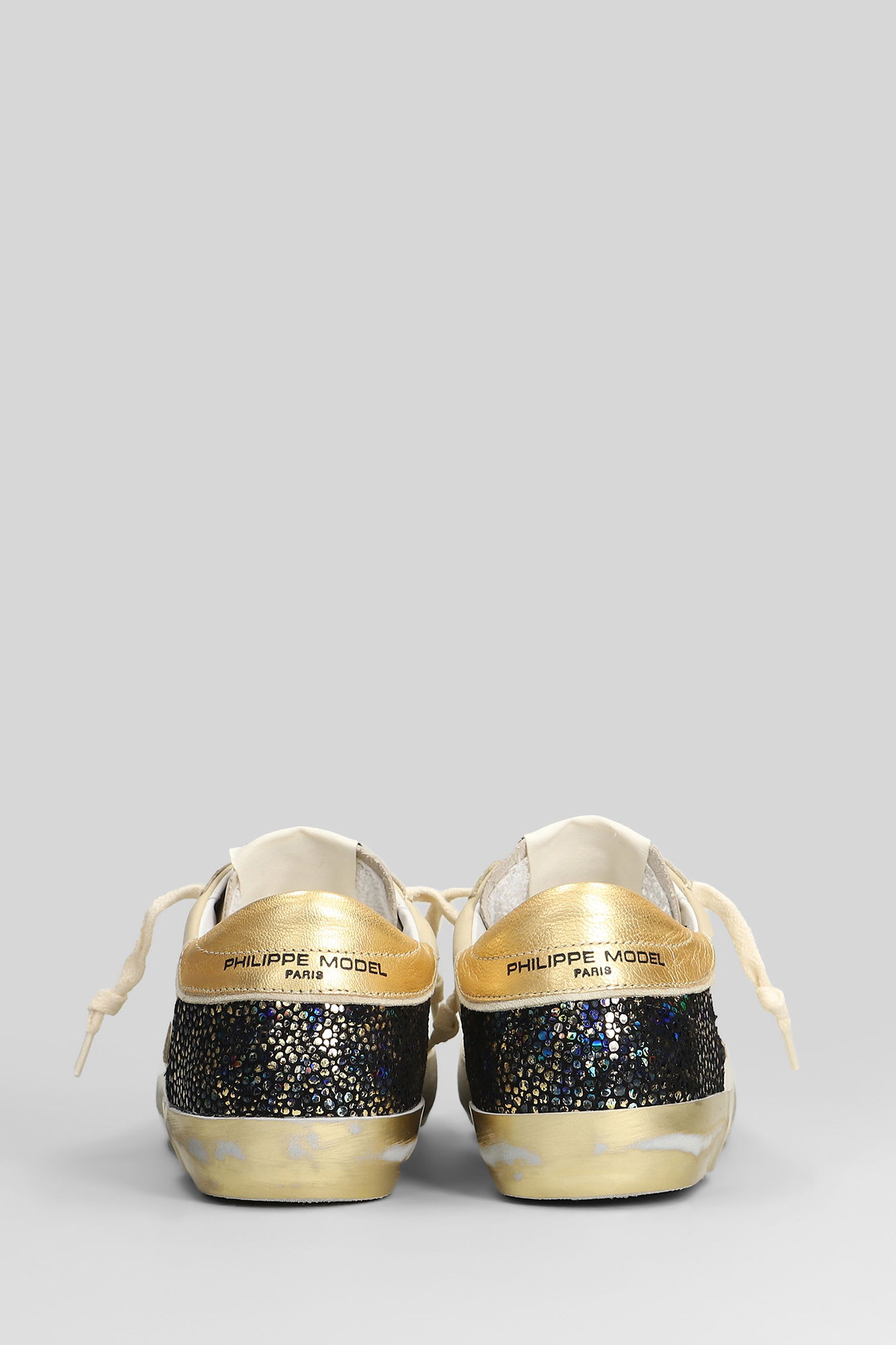 Philippe Model Prsx Low Sneakers In Beige Leather And Fabric In Neutral