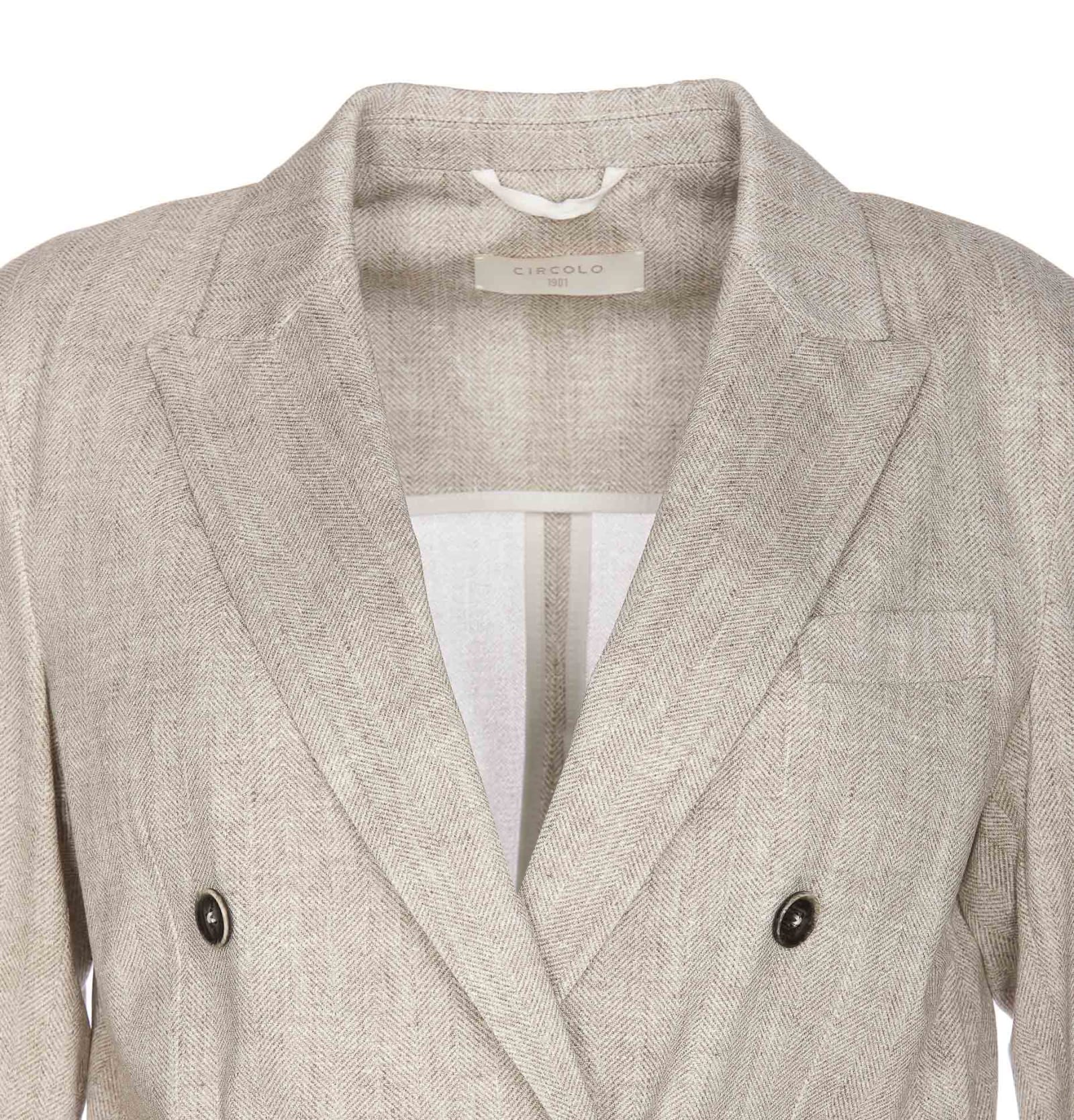 Shop Circolo 1901 Double Breasted Jacket In Beige