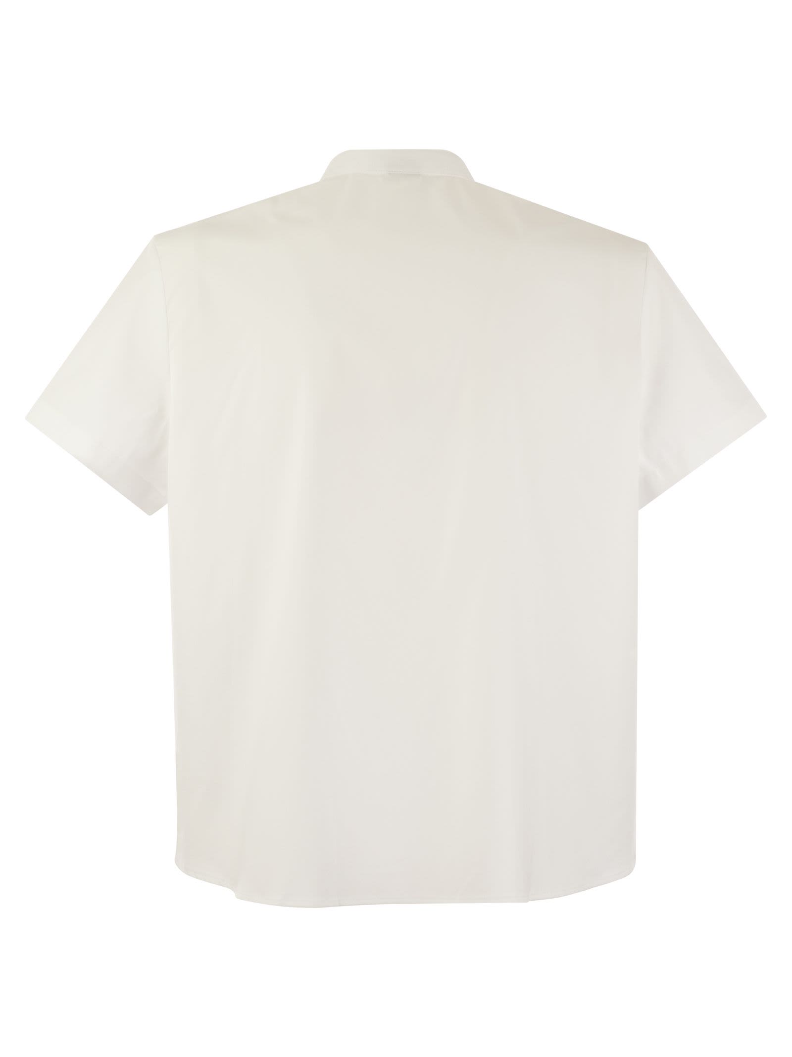 Shop Fay Mandarin Collar Shirt In Bianco