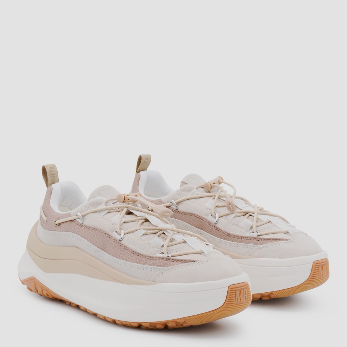 Moon Boot White And Beige Moon247 Xlace Sneakers In Neutral