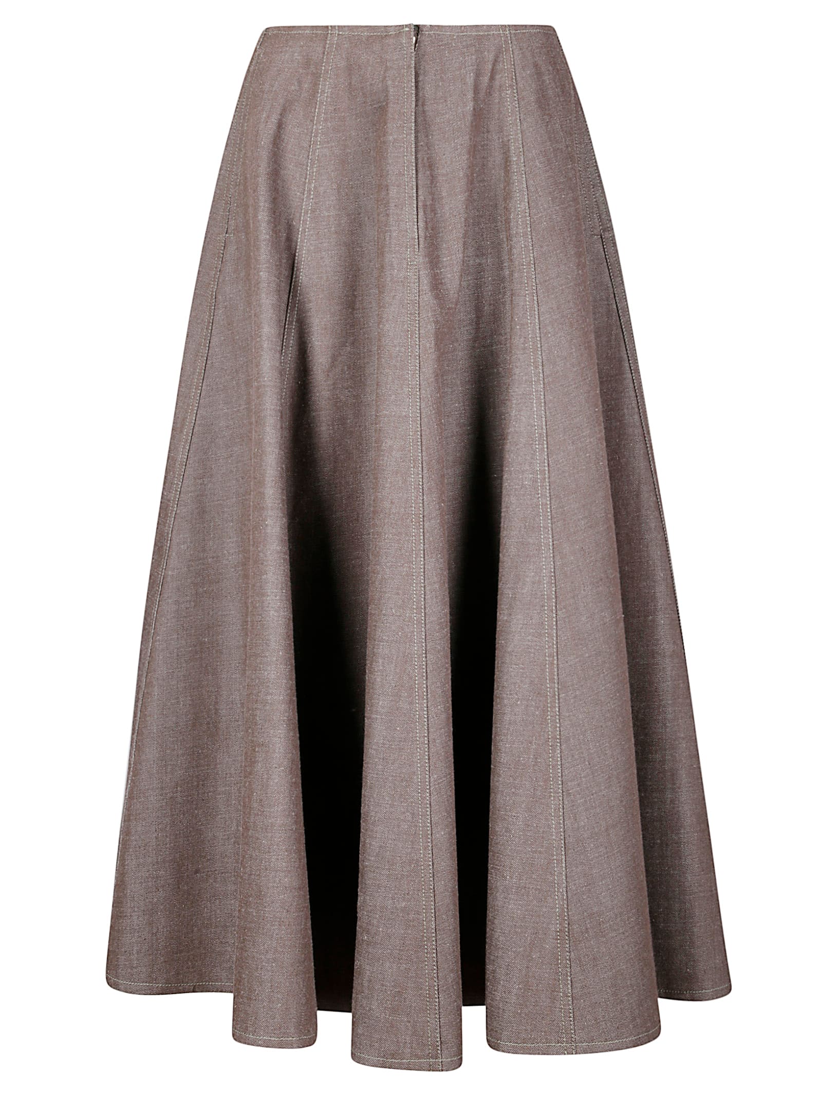 Jejia Structured Half-circle Midi Skirt With Front Zip Closure In Brown