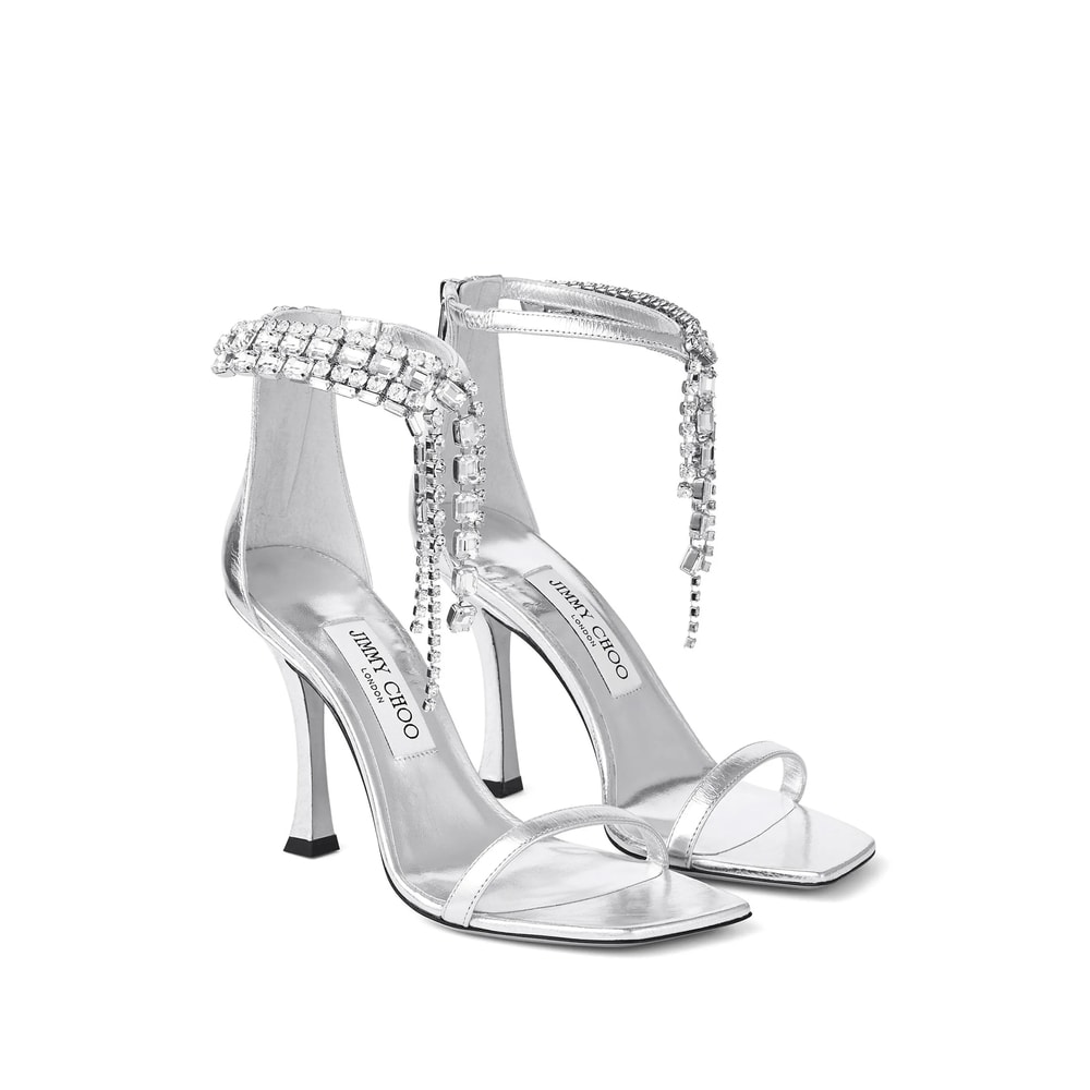 Jimmy Choo 100mm Verity Sandals In Silver