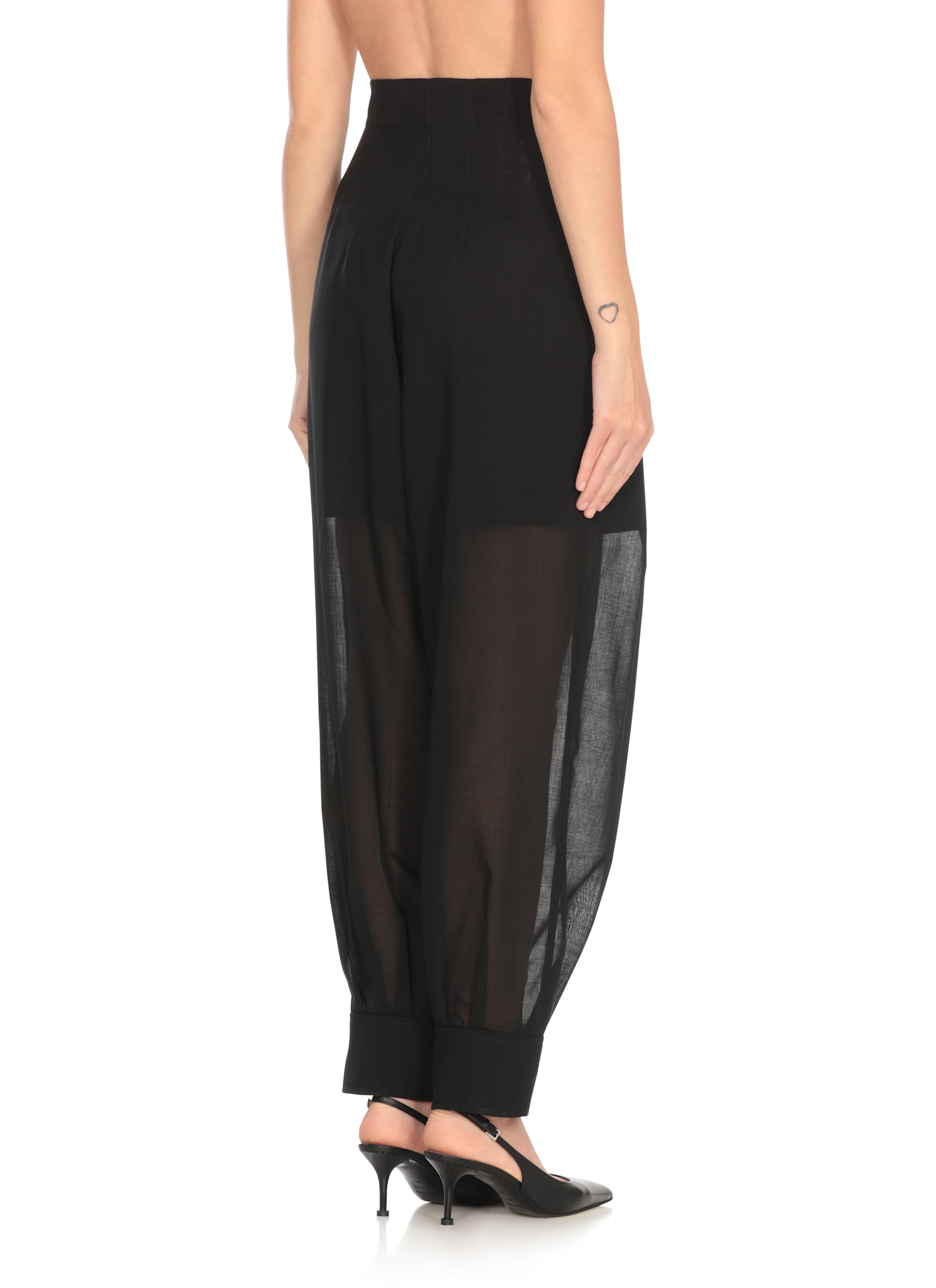 Philosophy Di Lorenzo Serafini High Waist Wool Pants With Sheer Panels