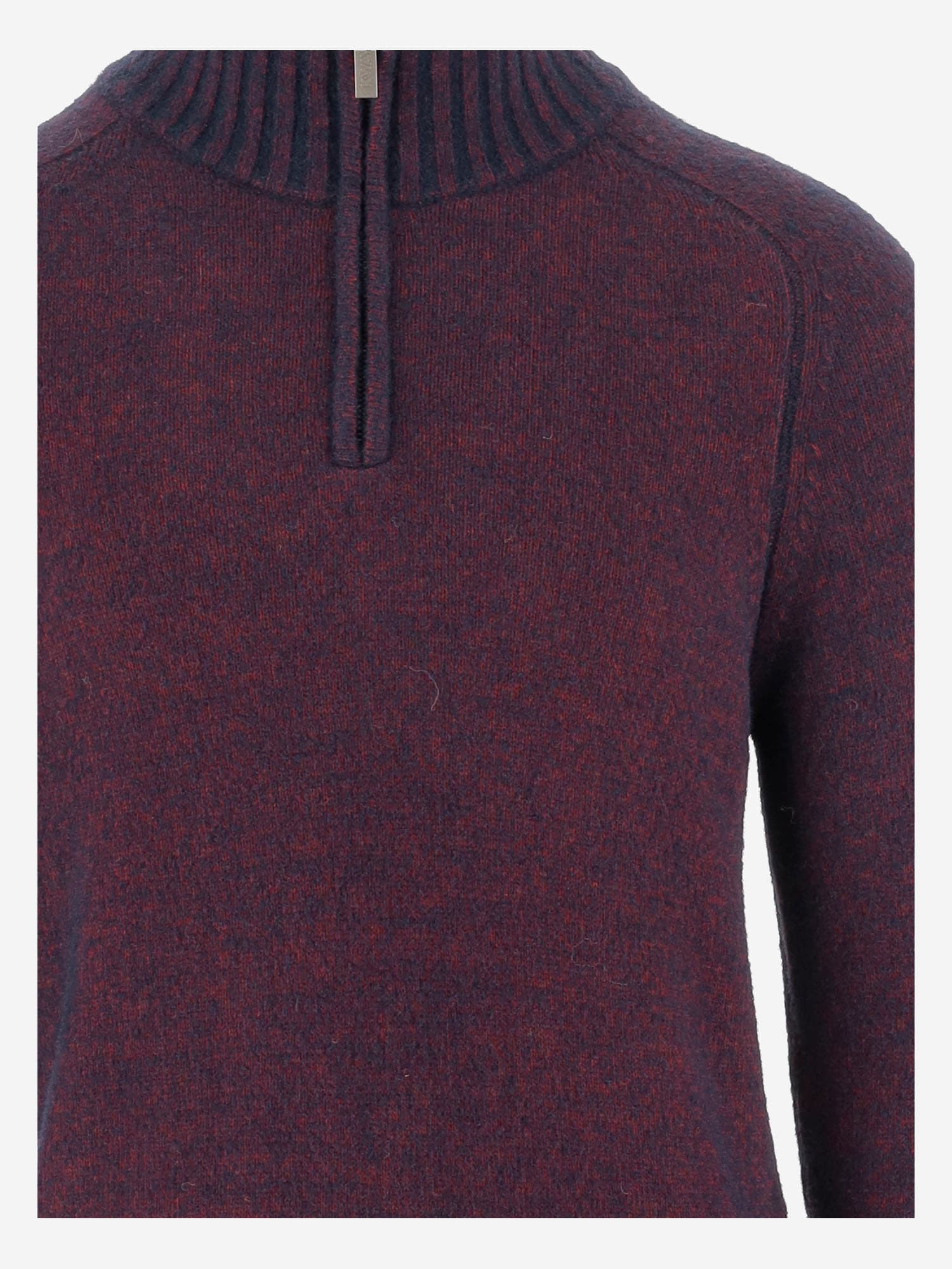 K-way Wool Blend Sweater With Zipper At The Neck In Purple