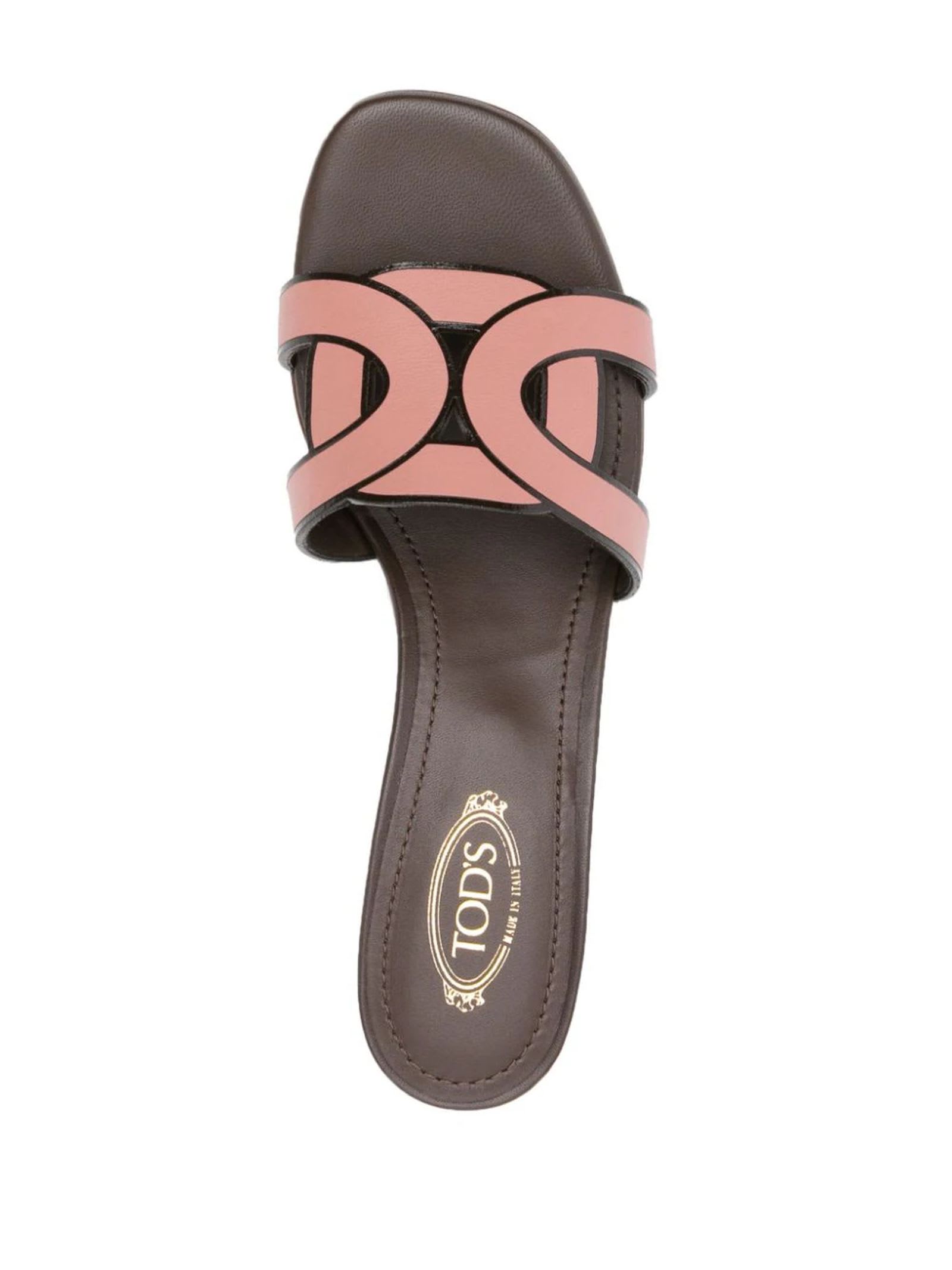 Shop Tod's Pink Leather Sandal