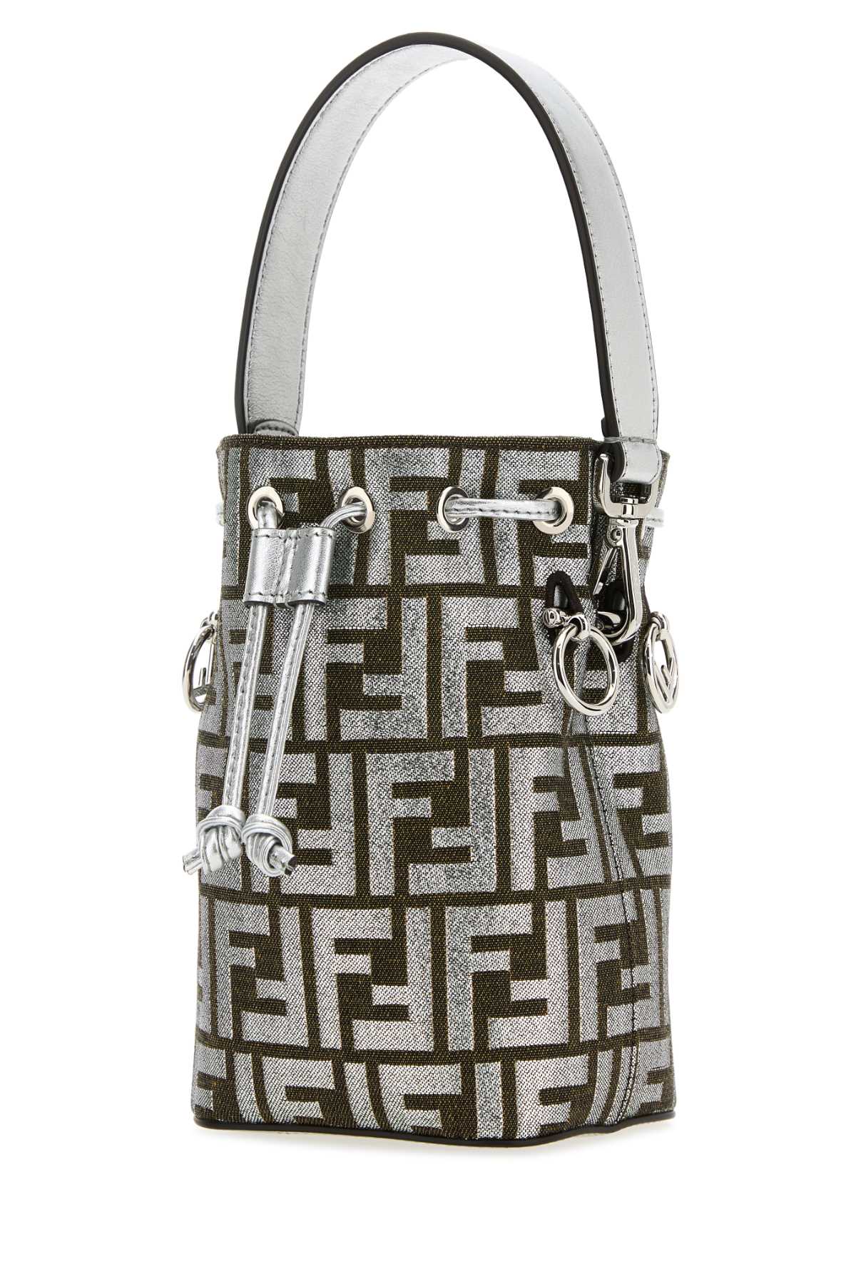 Shop Fendi Embroidered Fabric Mini Mon Tresor Bucket Bag In Silver