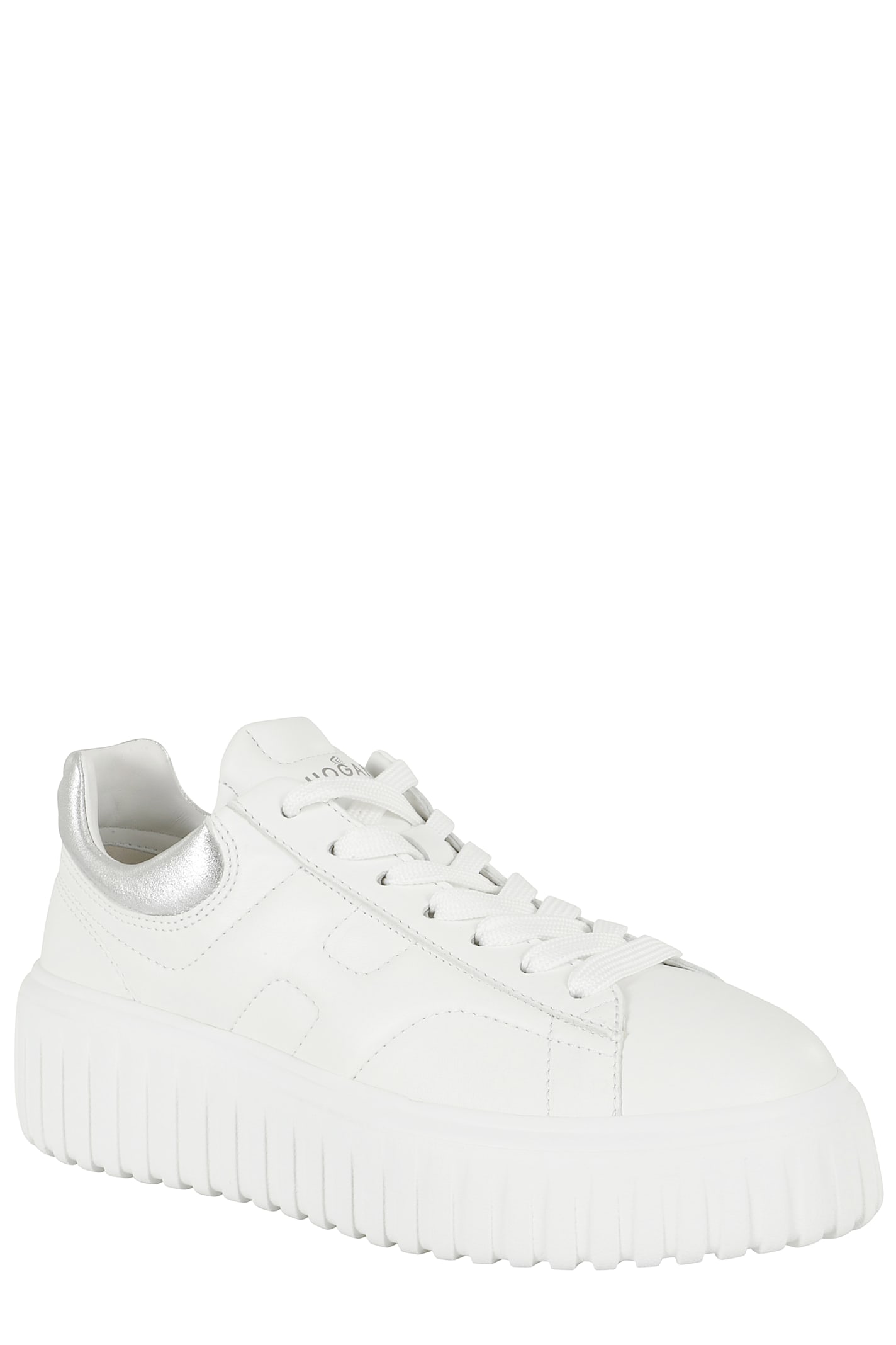 Hogan Chunky Sole White Sneakers With Metallic Accents In White