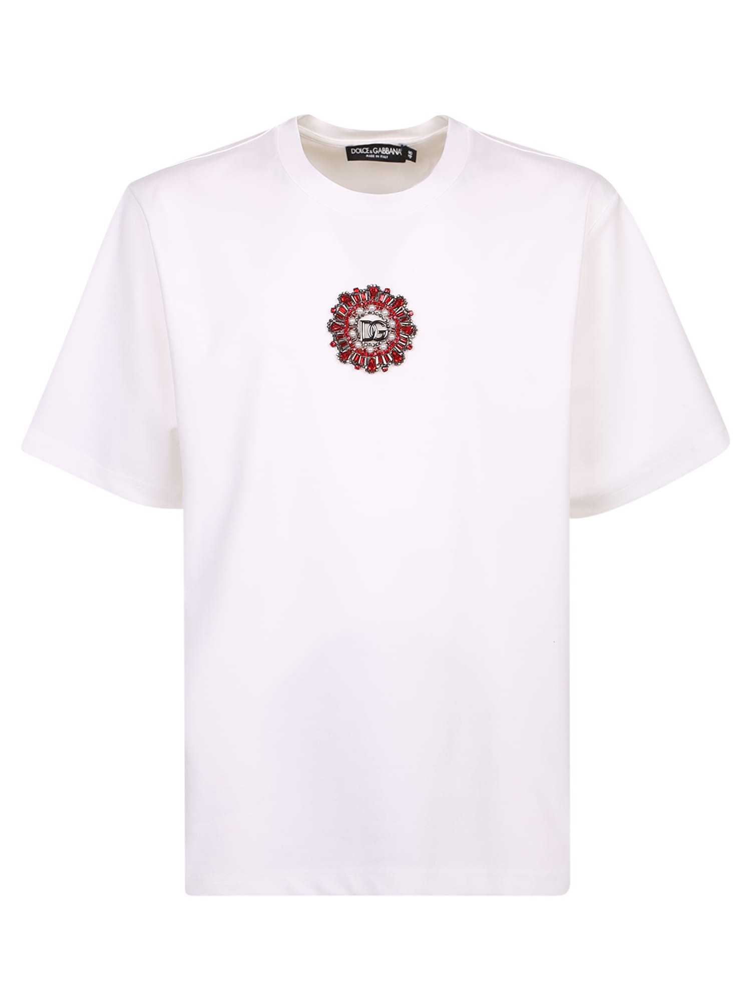 Dolce & Gabbana Crystal Embellished Logo Plaque T-shirt
