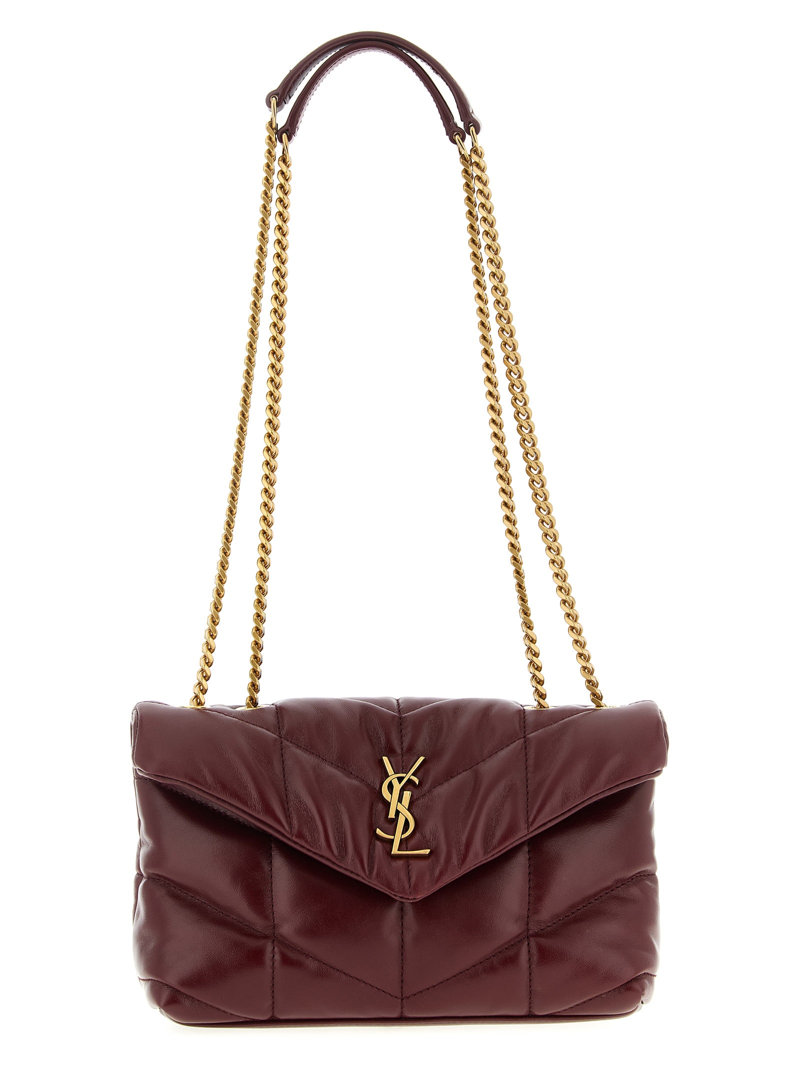 Saint Laurent Loulou Puffer Toy Shoulder Bag In Burgundy