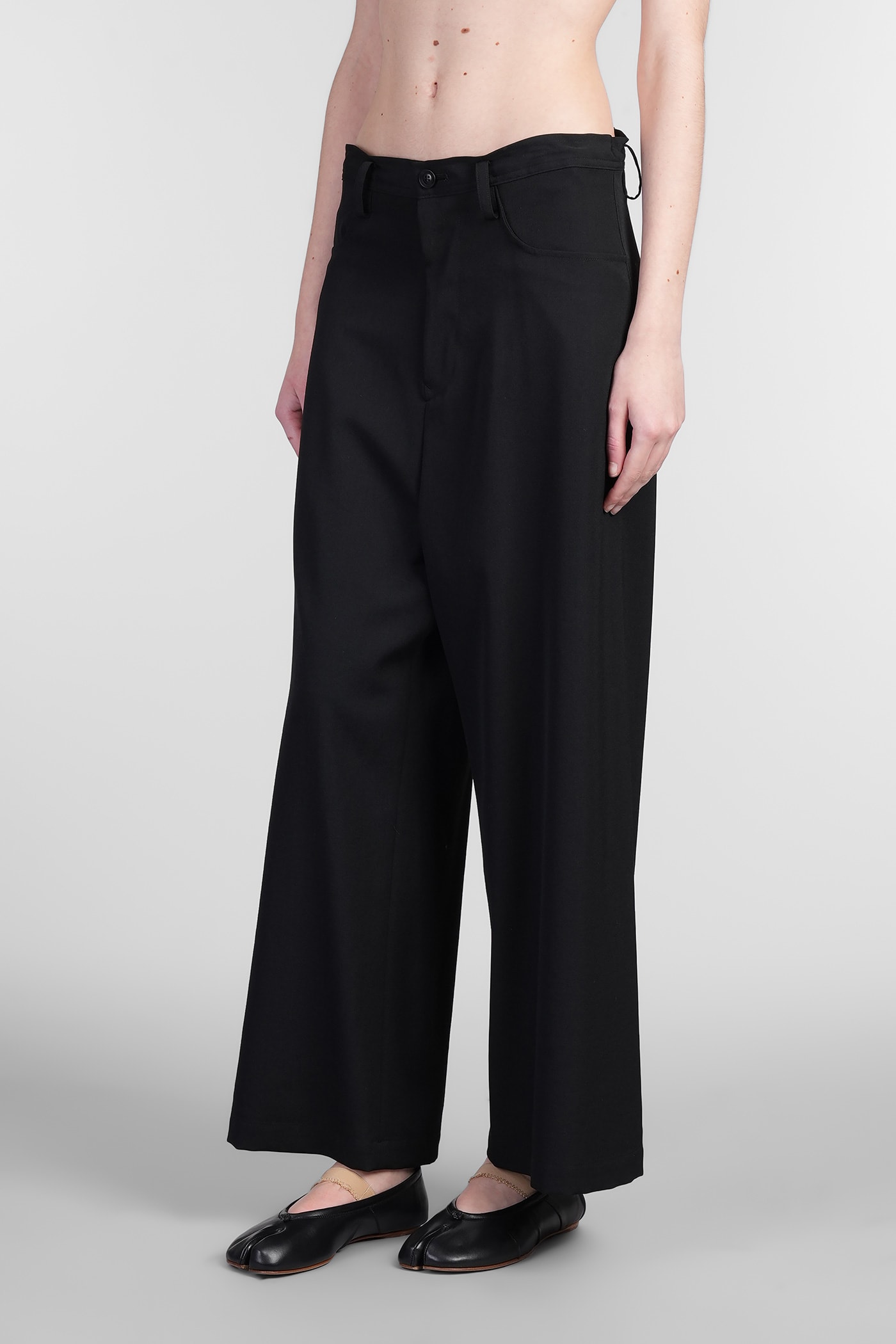 Yohji Yamamoto Pants In Black Wool In Black