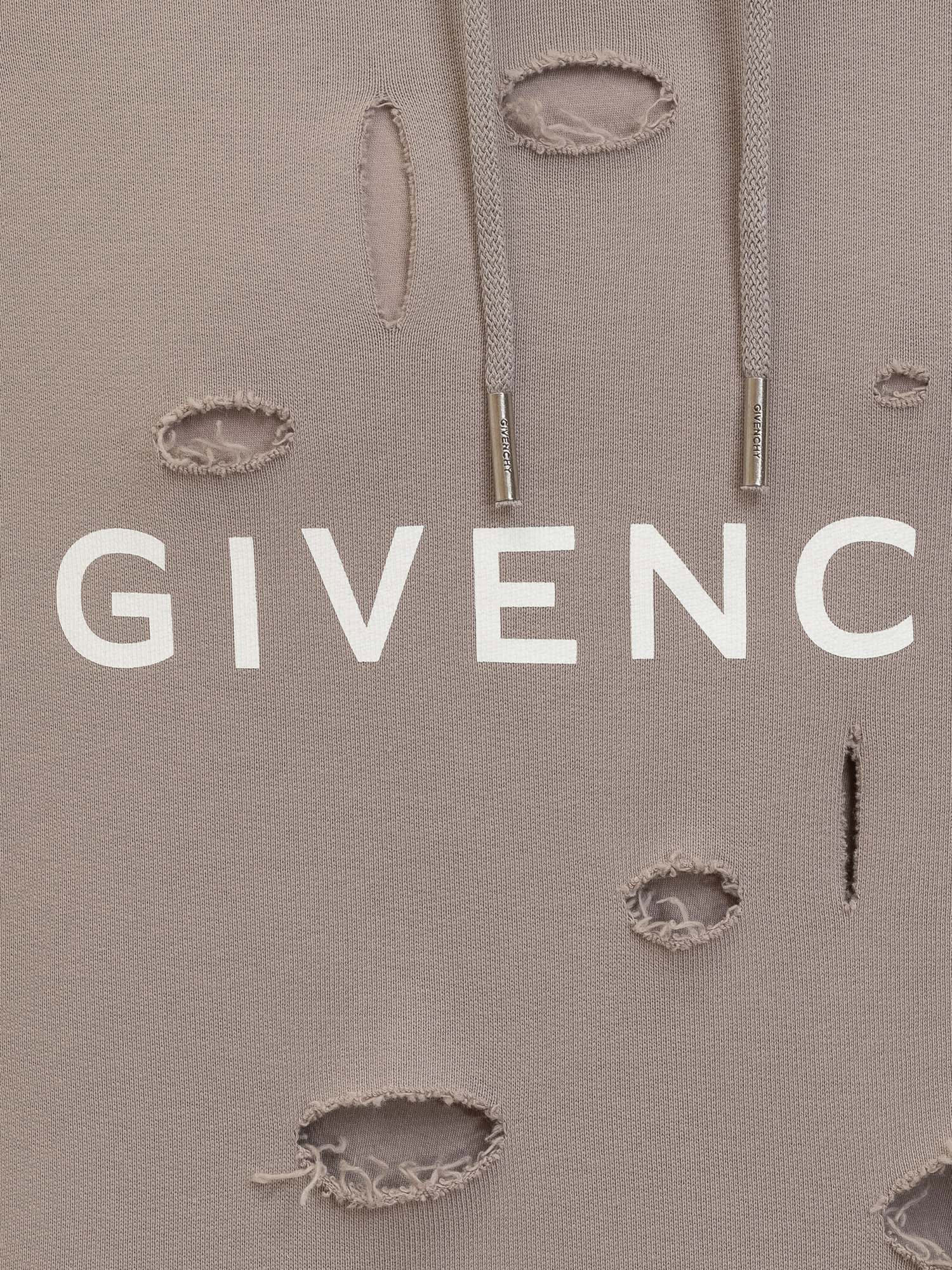 Shop Givenchy Sweatshirt In Ripped Gauze Fabric In Taupe