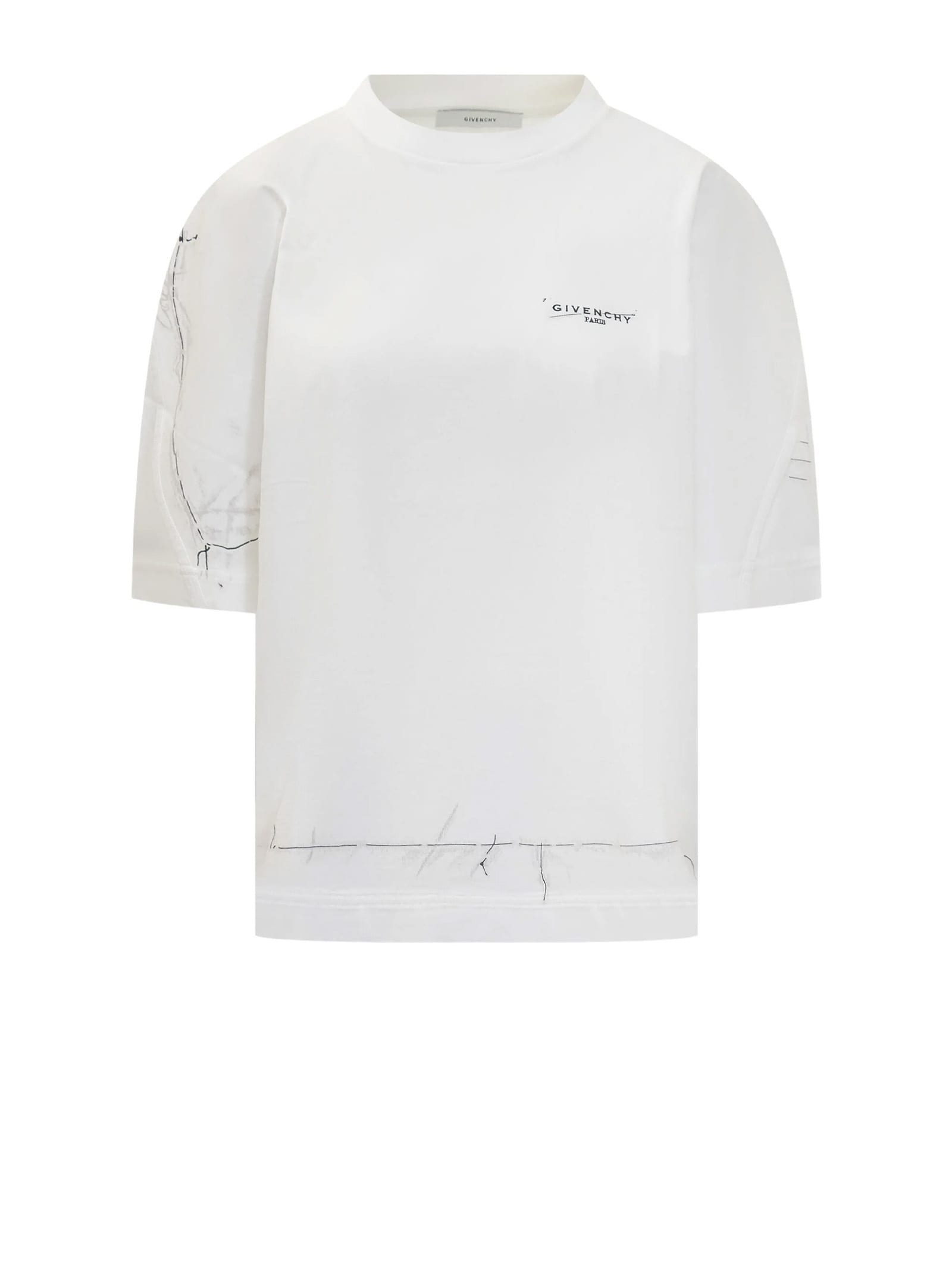 Givenchy Ribbed Crew-neck Cotton T-shirt With Graphic Print In White