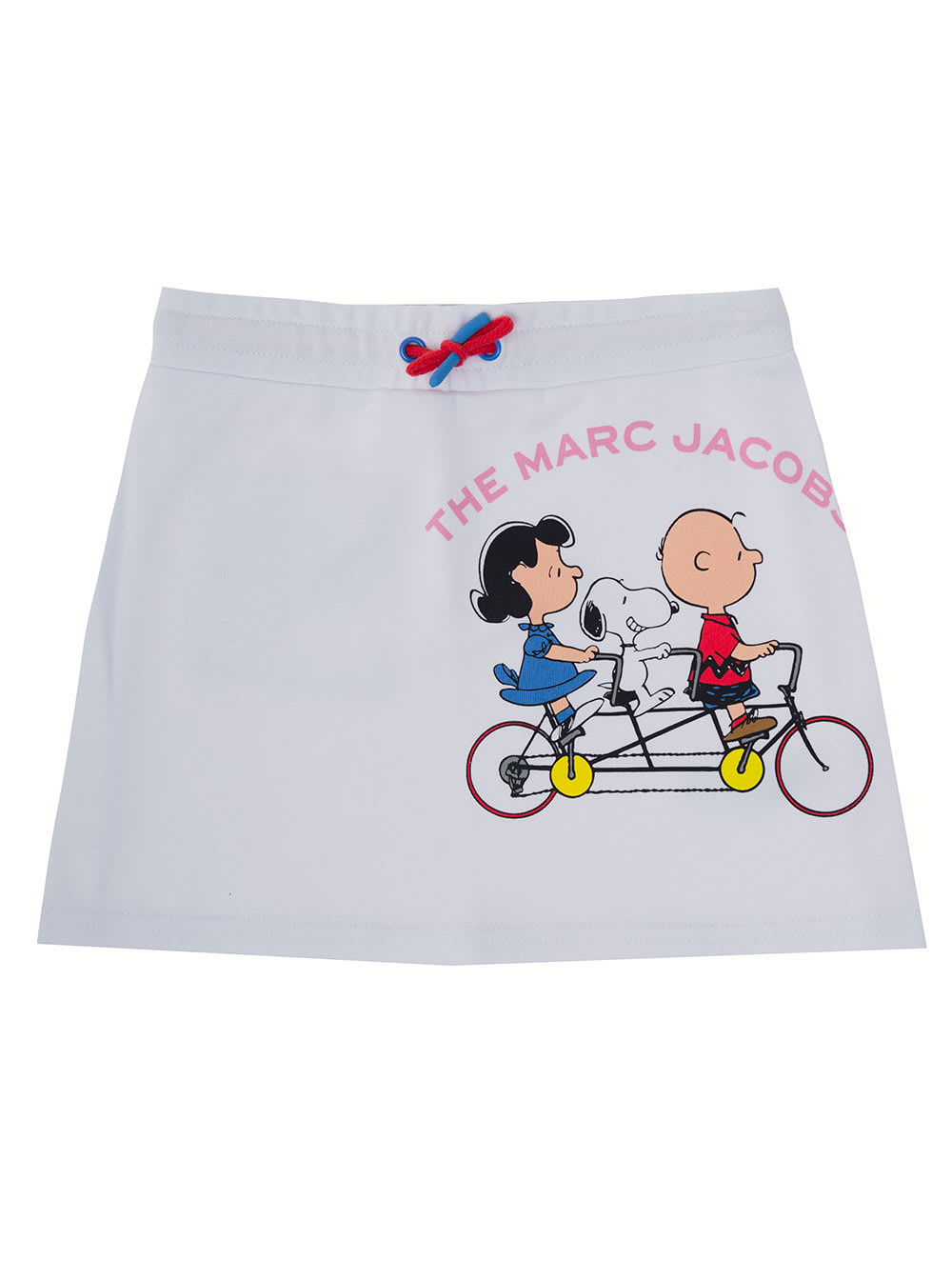 Marc Jacobs Girl Cotton And White Short Skirt With Peanuts Print