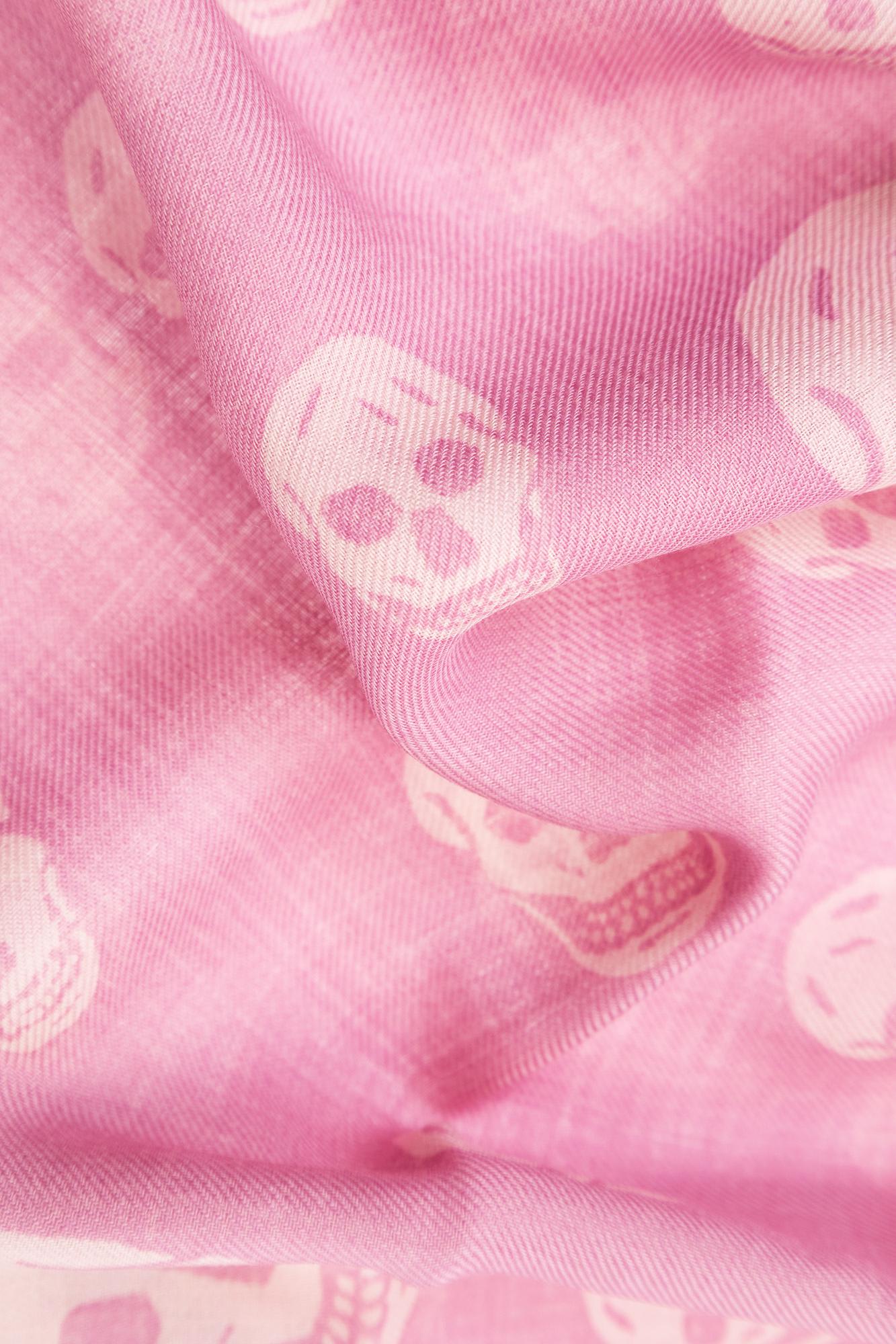 Shop Alexander Mcqueen Scarf With Skull Motif In Pink