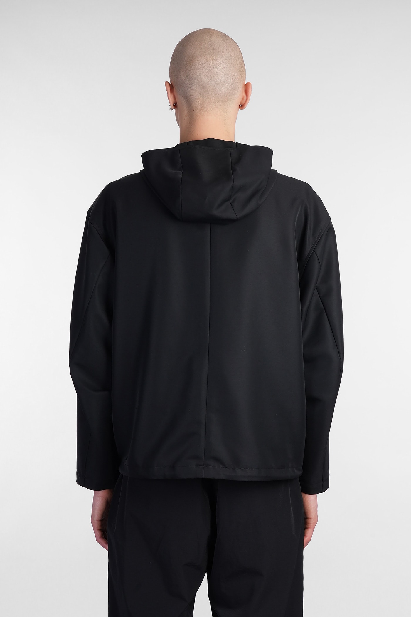 Attachment Casual Jacket In Black Wool In Black