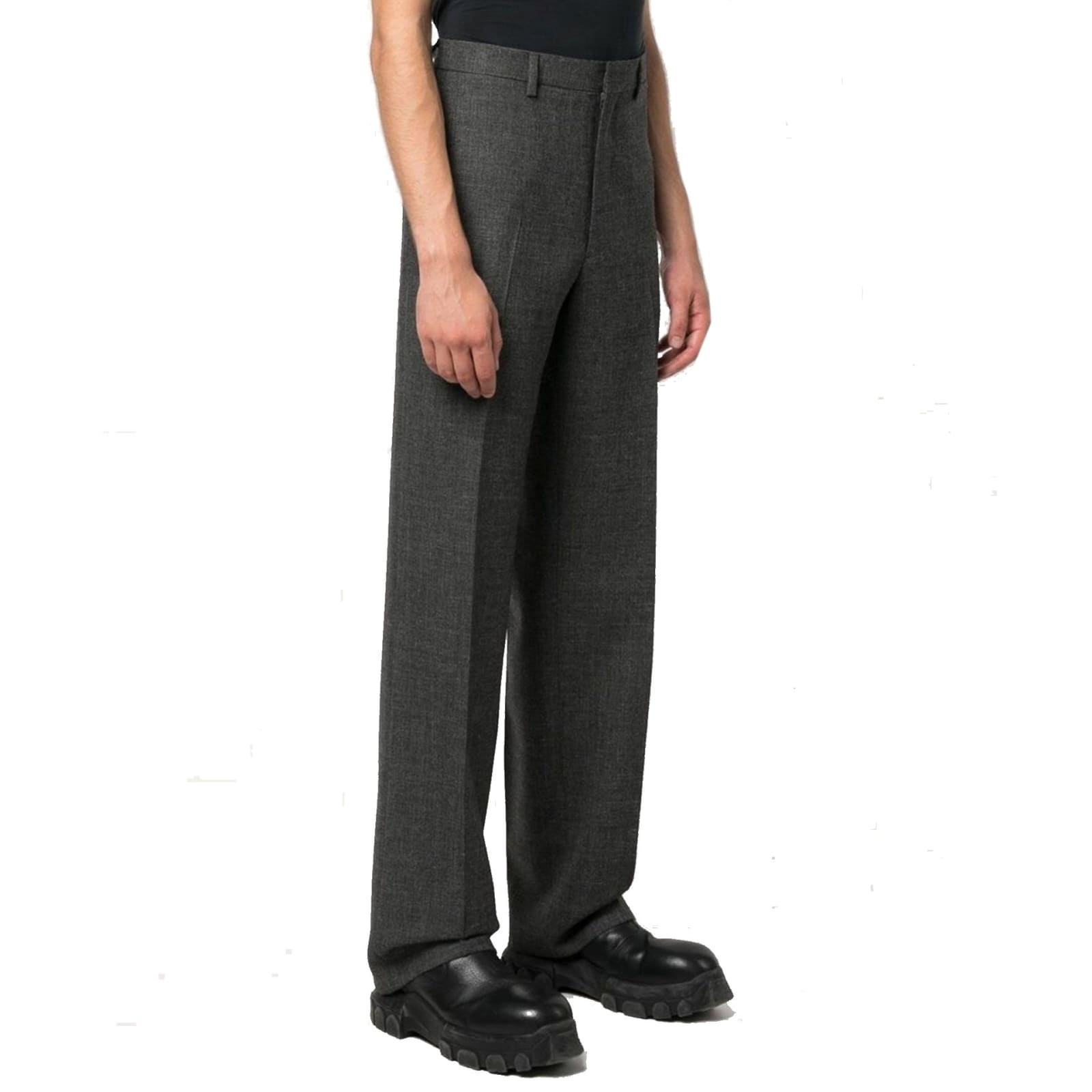 Shop Prada Virgin Wool Pants In Gray