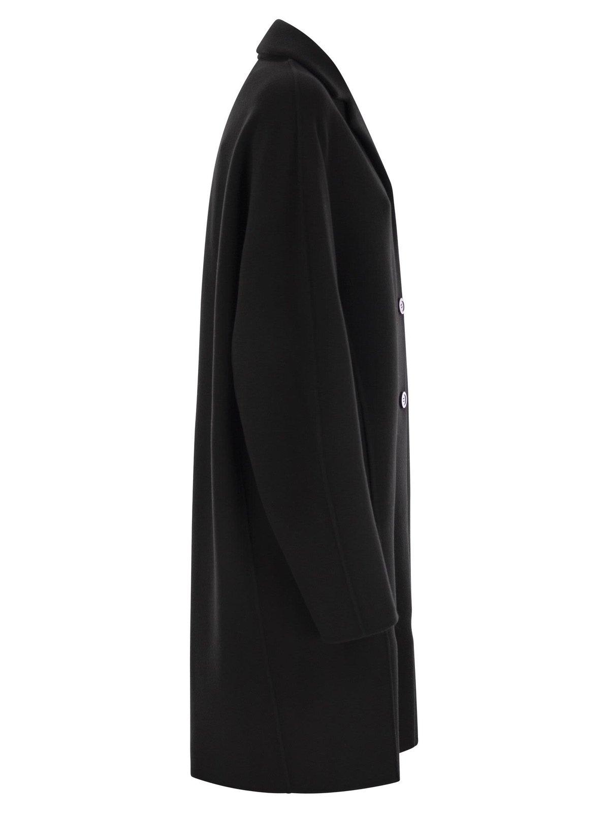 【送料&関税込】SportMax Single-breasted Mid-length Coat Sportmax Single-breasted Mid-length Coat In Black | ModeSens