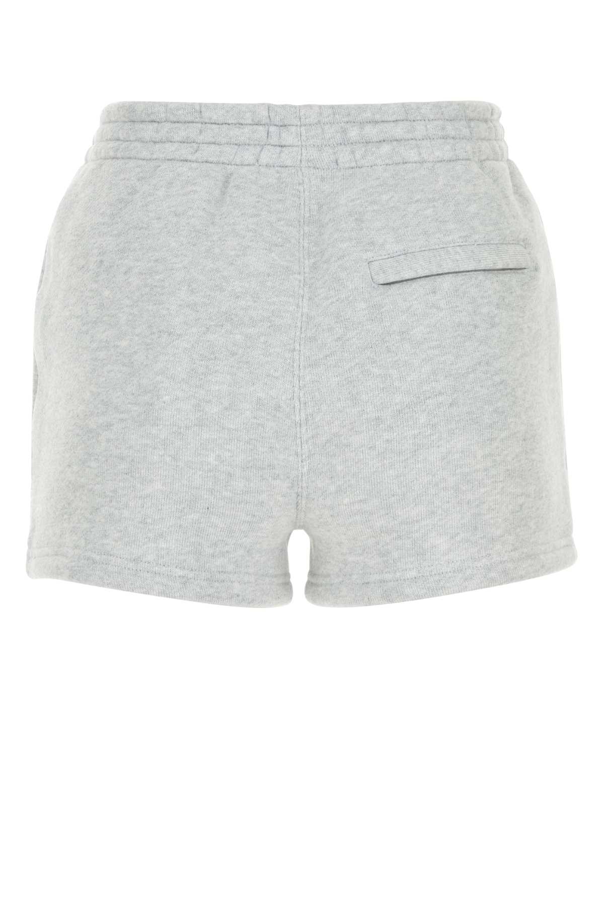 Shop Alexander Wang T Melange Grey Cotton Blend Shorts In 050