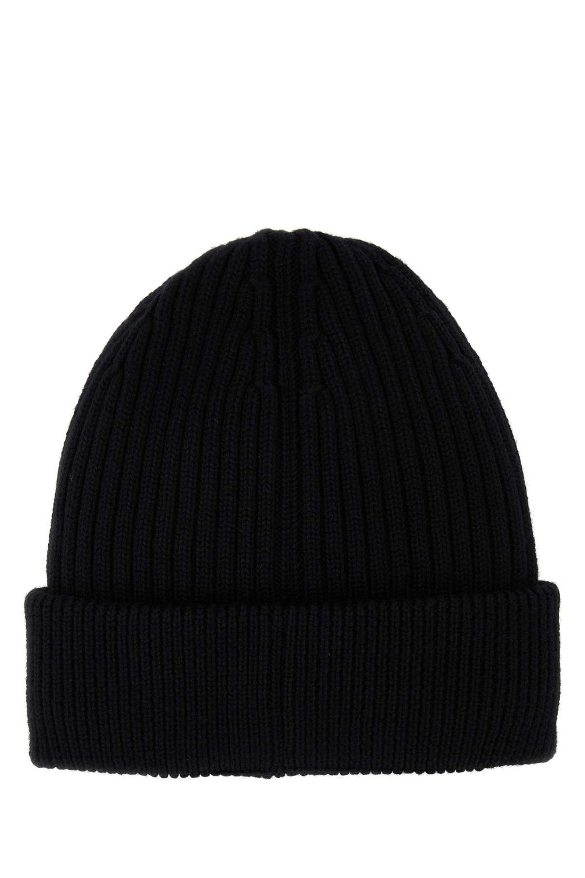 Shop Moncler Black Wool Beanie Hat In 999