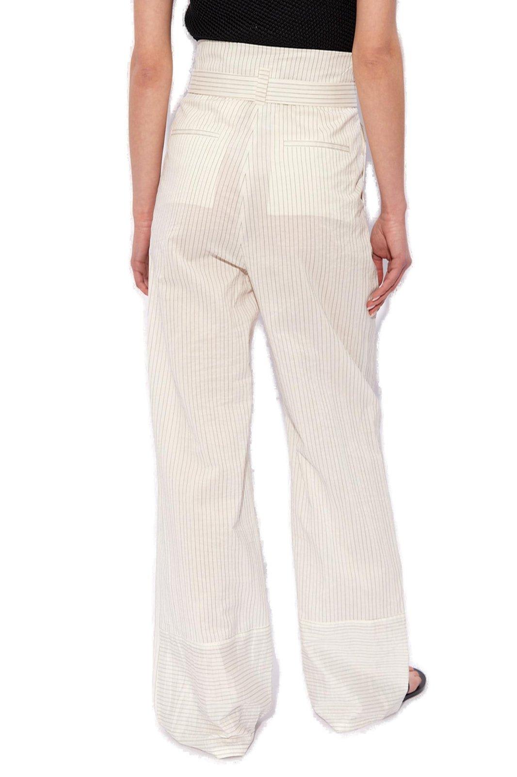 Shop Max Mara Xero Striped Straight Leg Trousers In White