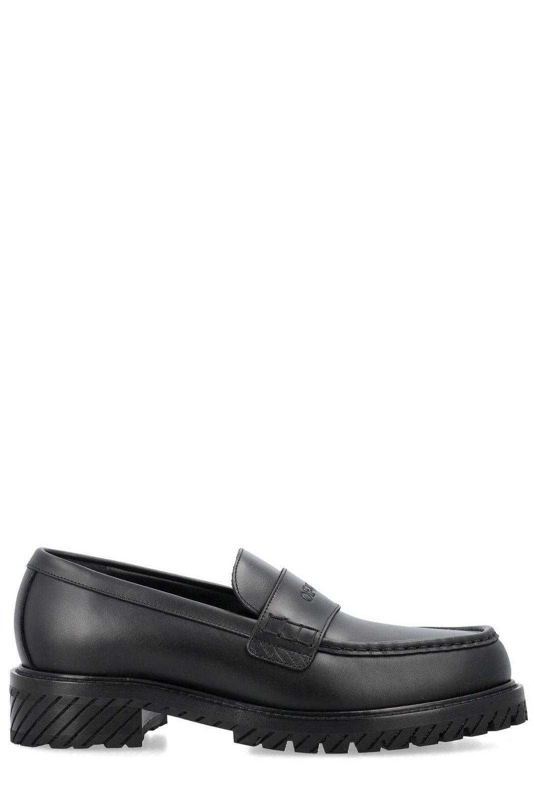 Off-white Round-toe Military Loafers In Black