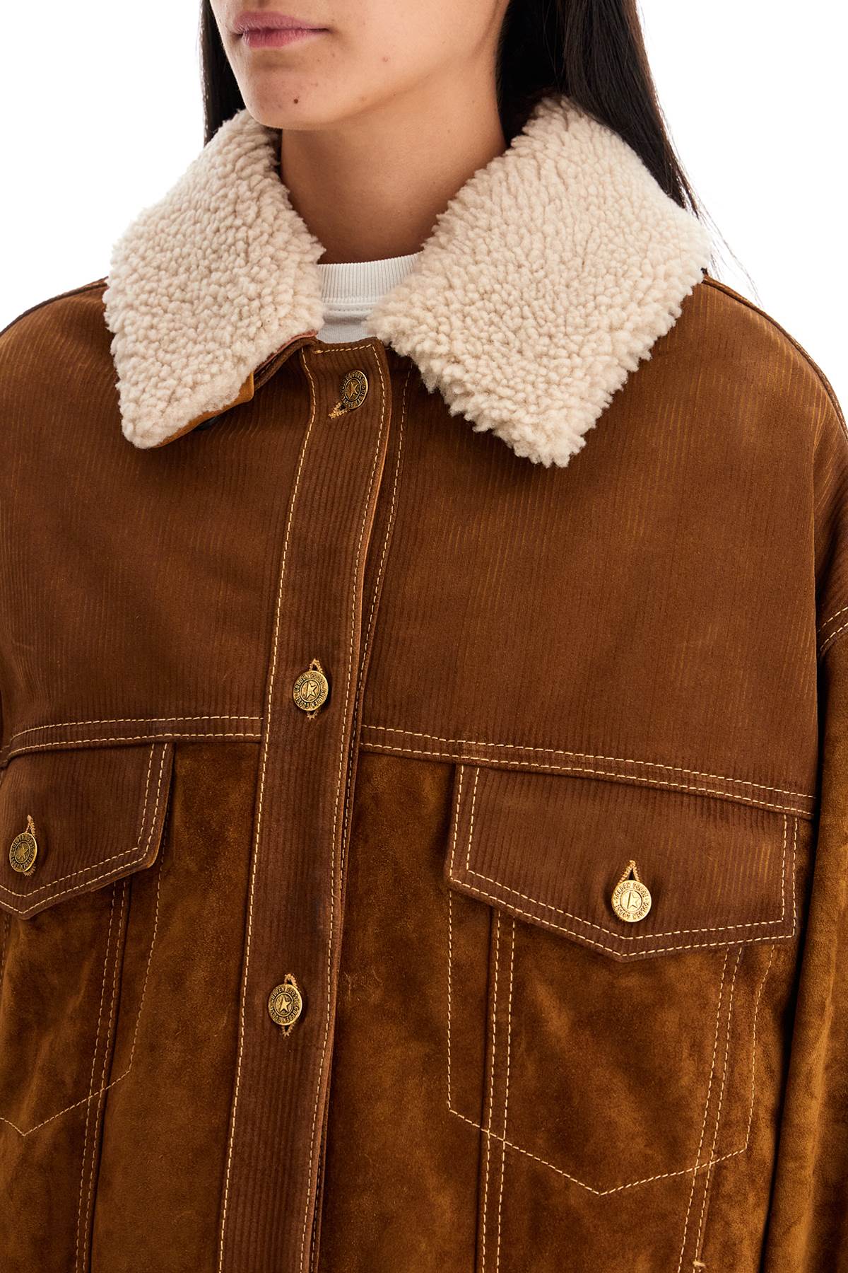 Shop Golden Goose Babette Leather Jacket In Tobacco Brown (brown)