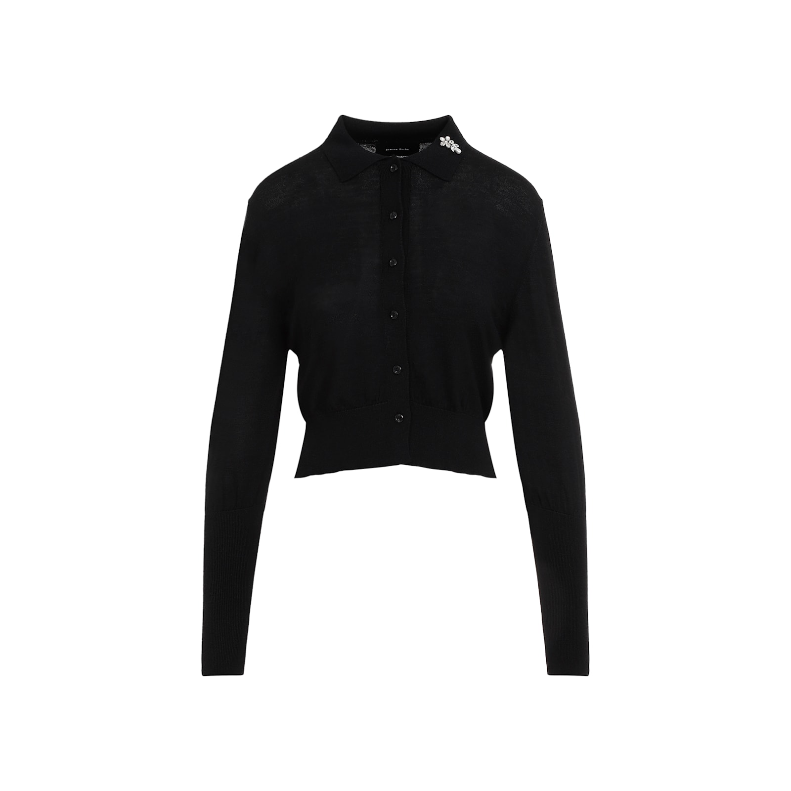 Shop Simone Rocha Merino And Silk Cardigan In Black Clear