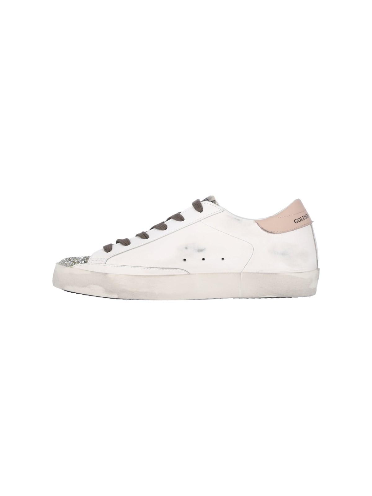 Shop Golden Goose Super-star Sneakers In White/platinum/yellow/pink