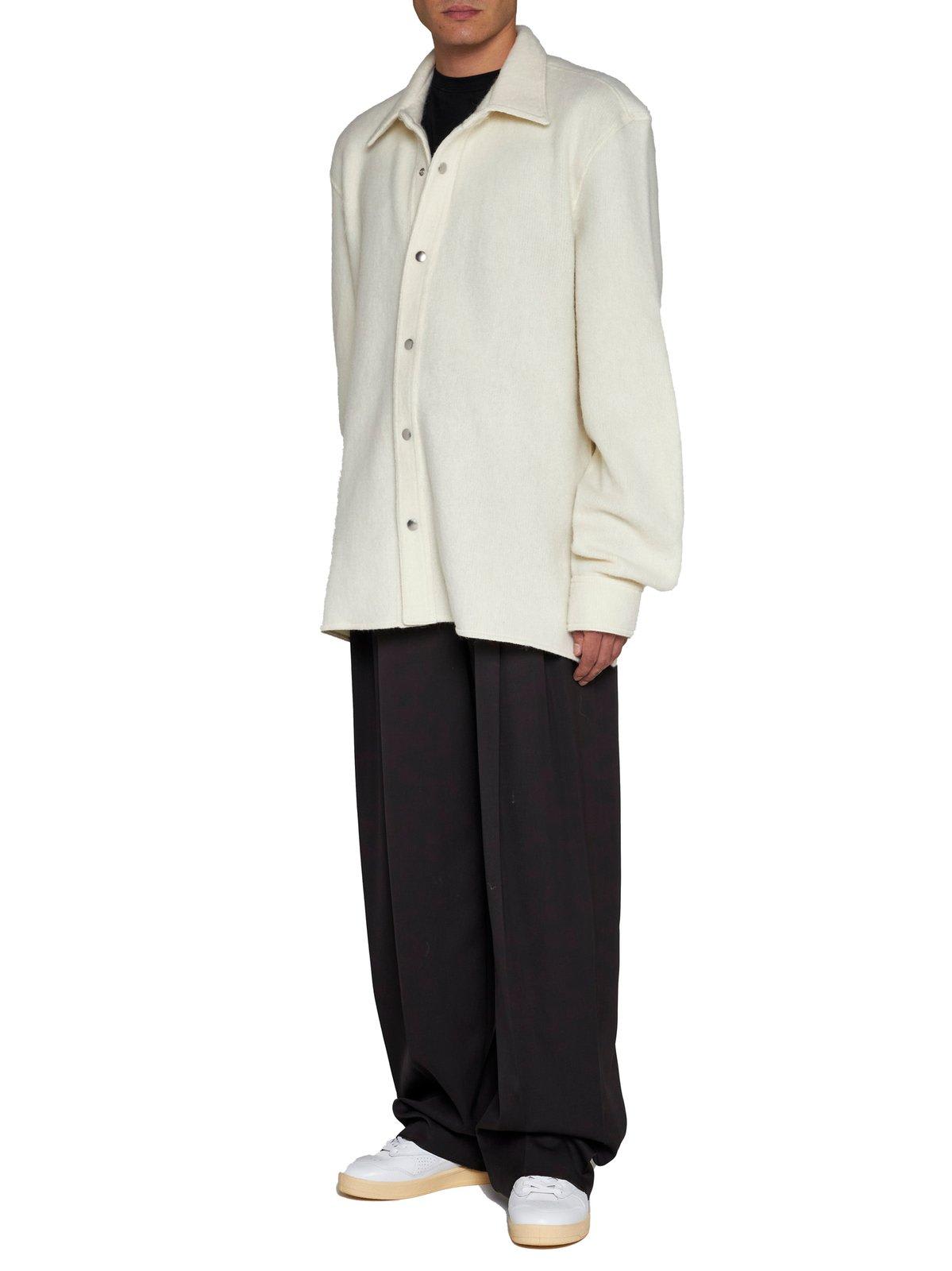 Shop Jil Sander Buttoned Long-sleeved Shirt In Grey