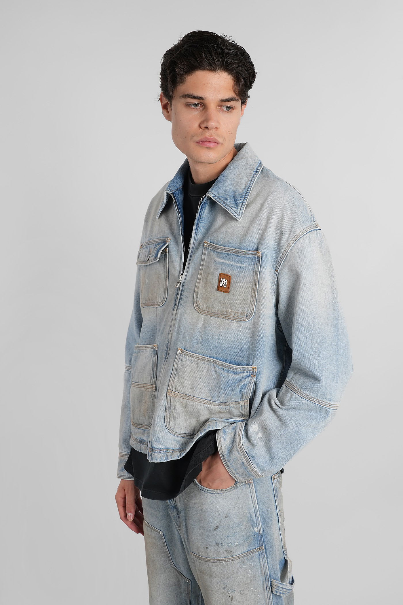 Amiri Denim Jackets In Blue Cotton In Blue